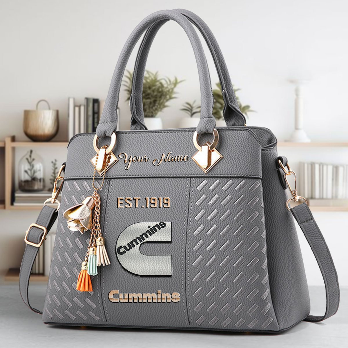 Cummins Crossbody Zip Handbag With Tassel Custom Name For Women - Image 5