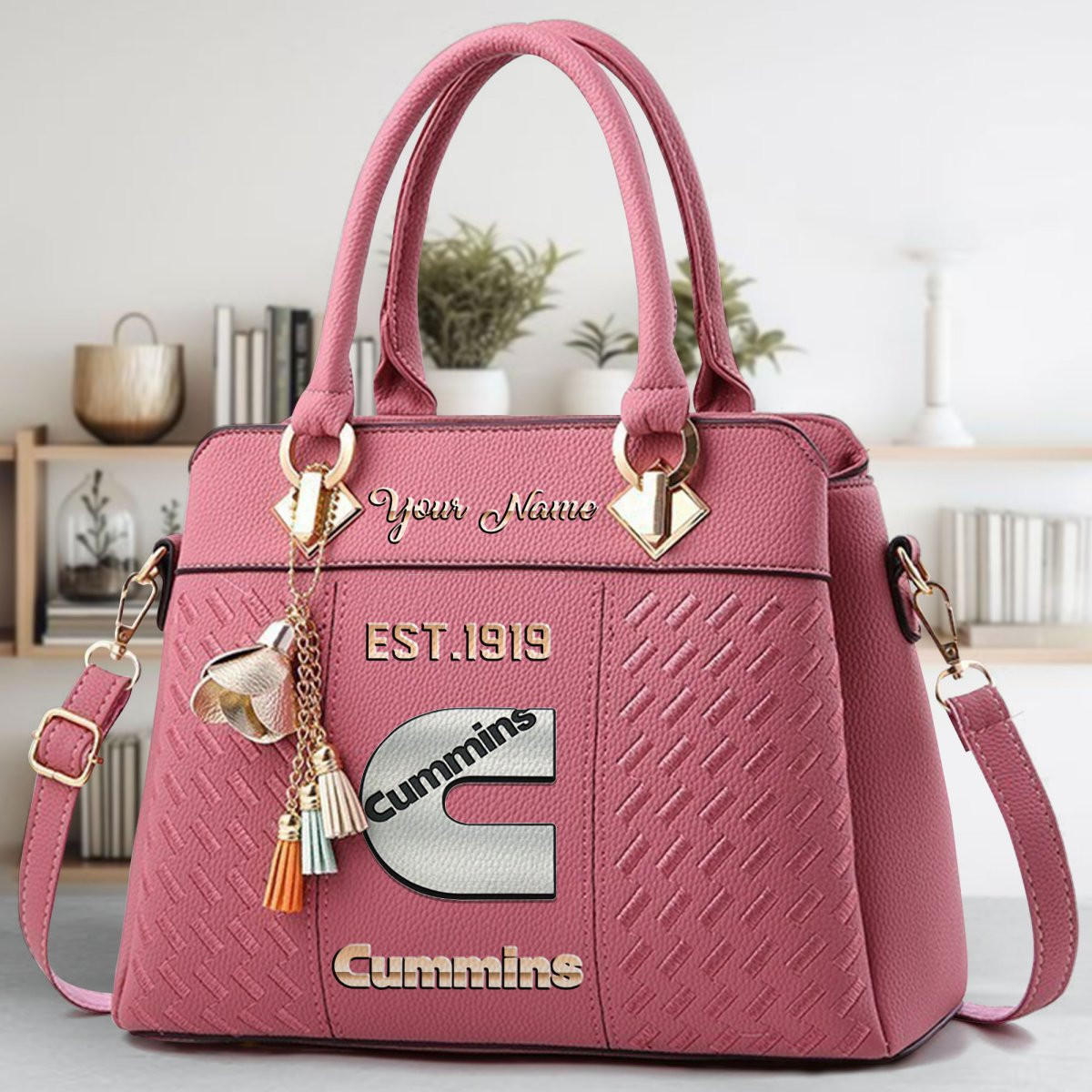 Cummins Crossbody Zip Handbag With Tassel Custom Name For Women - Image 6