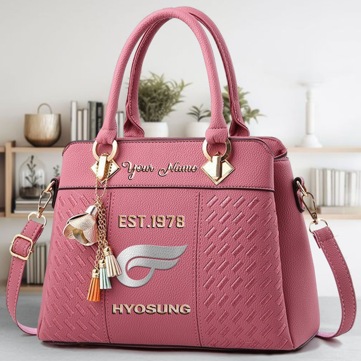 Hyosung Motorcyles Crossbody Zip Handbag With Tassel Custom Name For Women - Image 6
