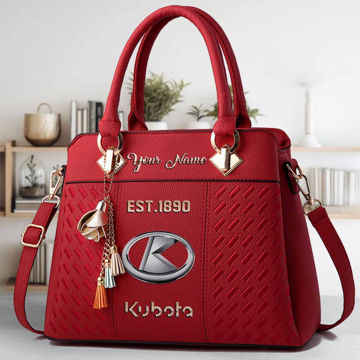 Kubota Crossbody Zip Handbag With Tassel Custom Name For Women - Image 2