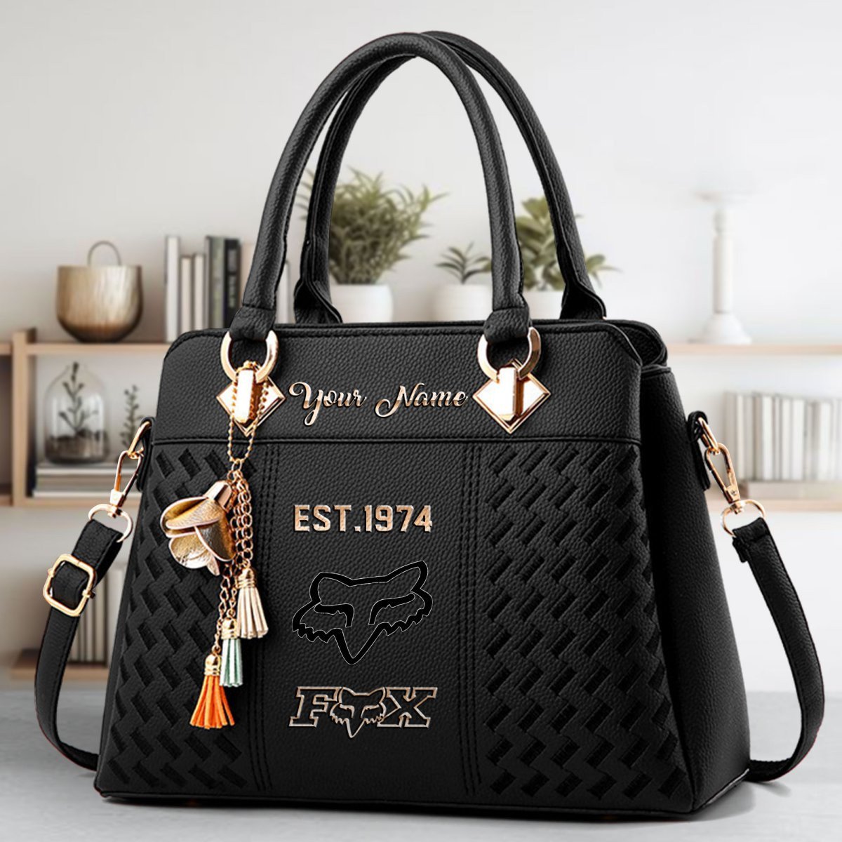 Fox Racing Crossbody Zip Handbag With Tassel Custom Name For Women - Image 2