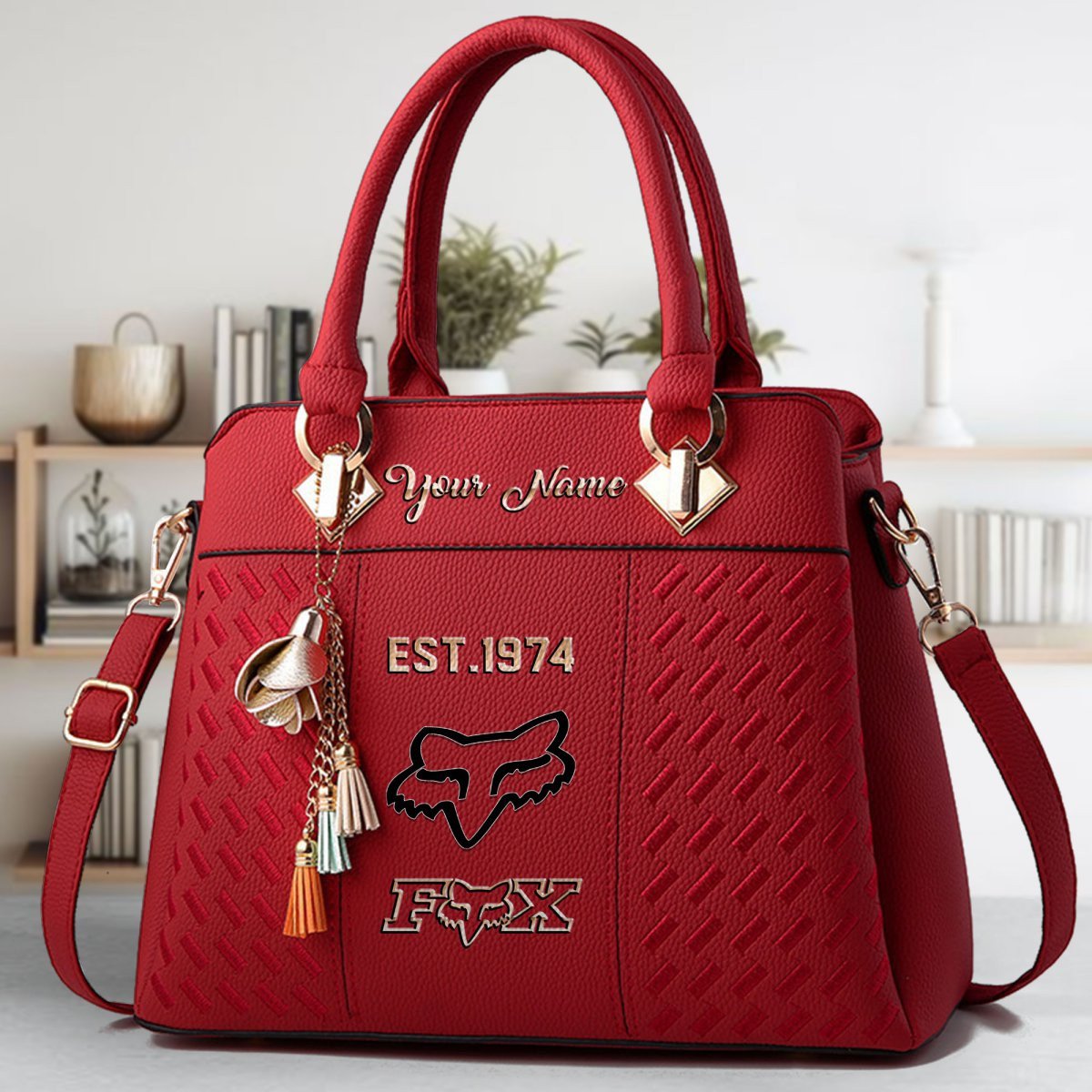Fox Racing Crossbody Zip Handbag With Tassel Custom Name For Women - Image 3