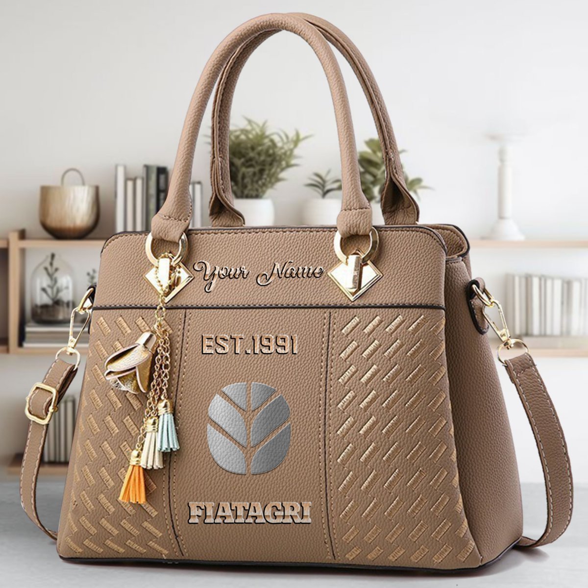 Fiatagri Crossbody Zip Handbag With Tassel Custom Name For Women - Image 4