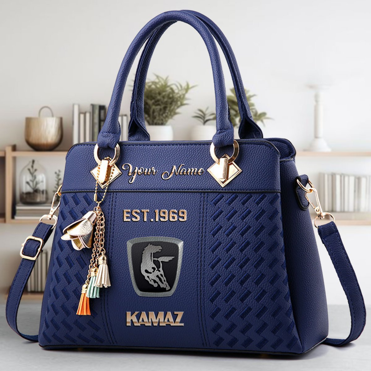 Kamaz Crossbody Zip Handbag With Tassel Custom Name For Women - Image 4
