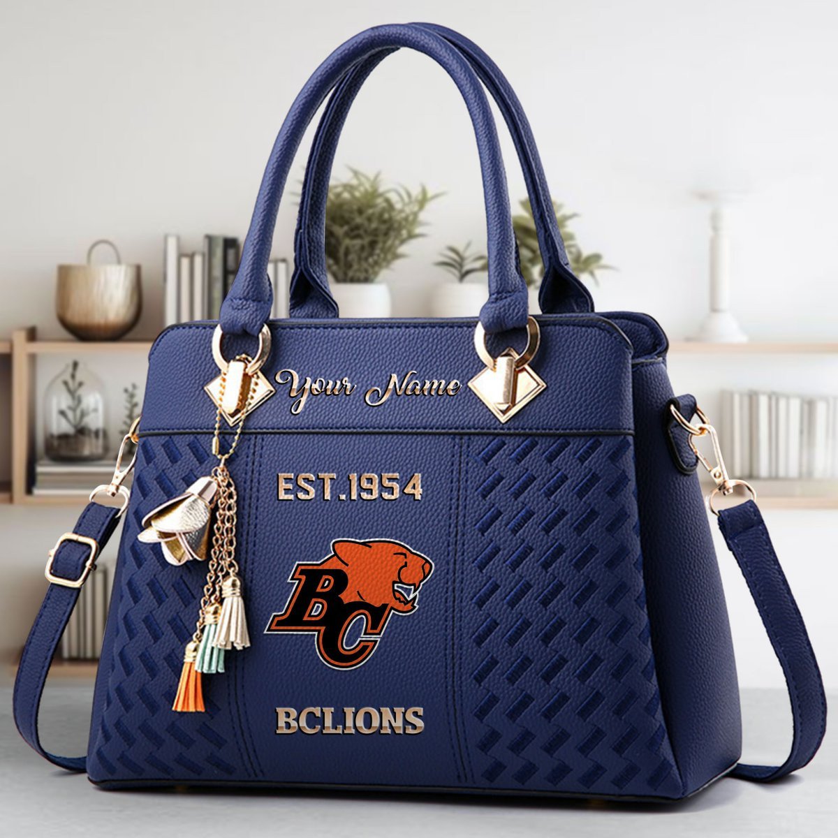 BC Lions Crossbody Zip Handbag With Tassel Custom Name For Women - Image 3