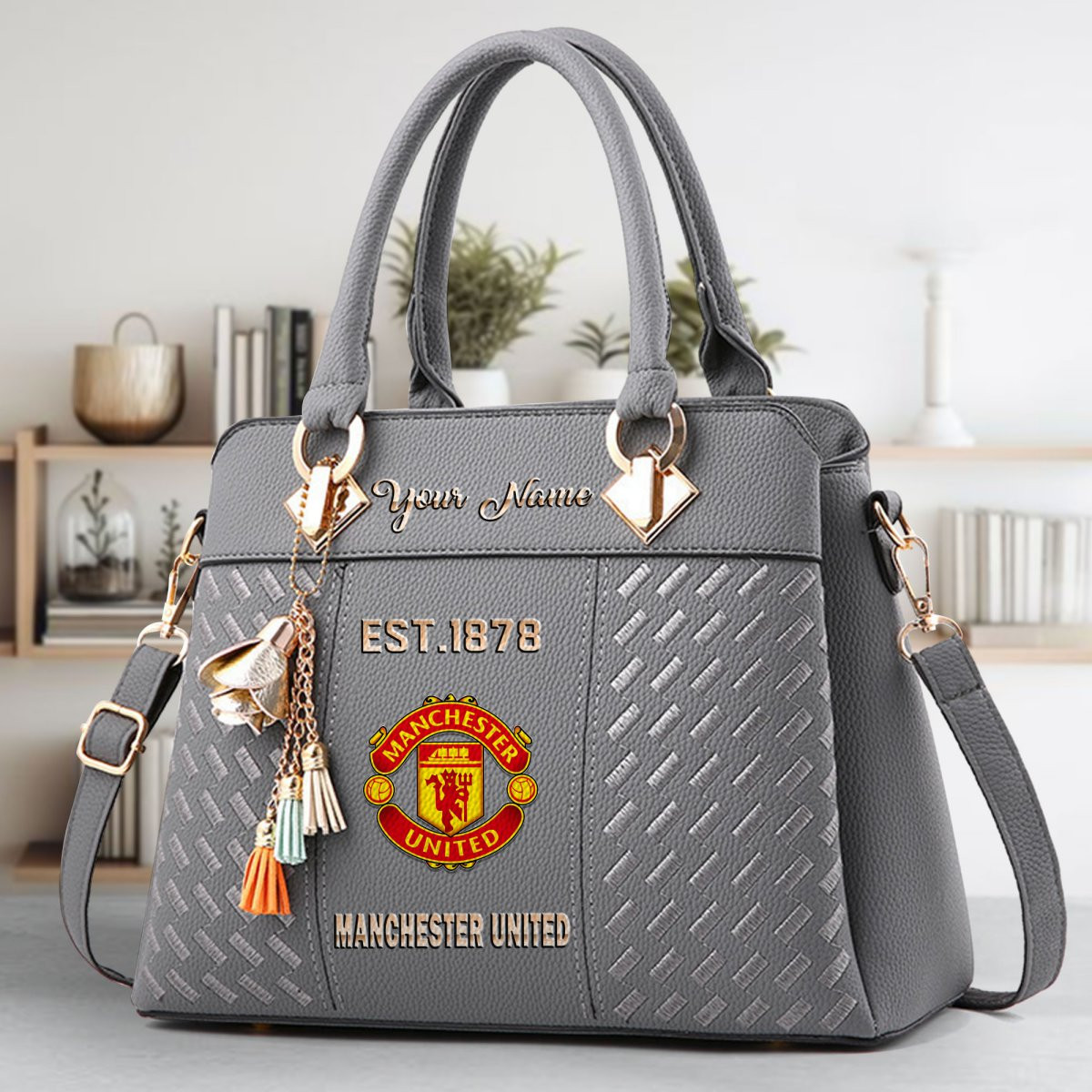 Manchester United Crossbody Zip Handbag With Tassel Custom Name For Women - Image 5
