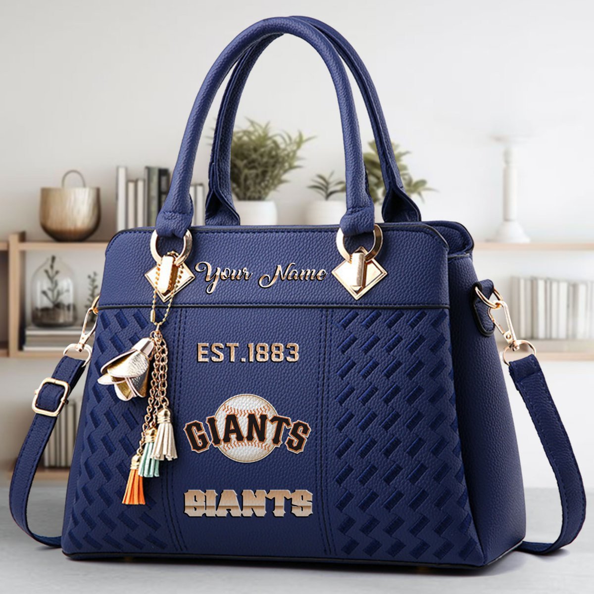 San Francisco Giants Crossbody Zip Handbag With Tassel Custom Name For Women - Image 3