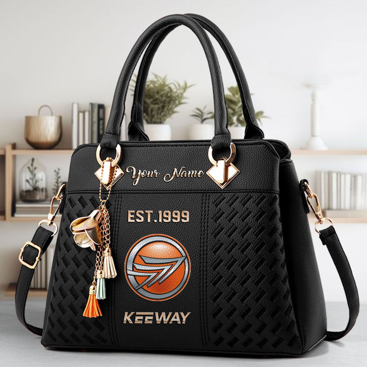 Keeway Motorcycles Crossbody Zip Handbag With Tassel Custom Name For Women - Image 2