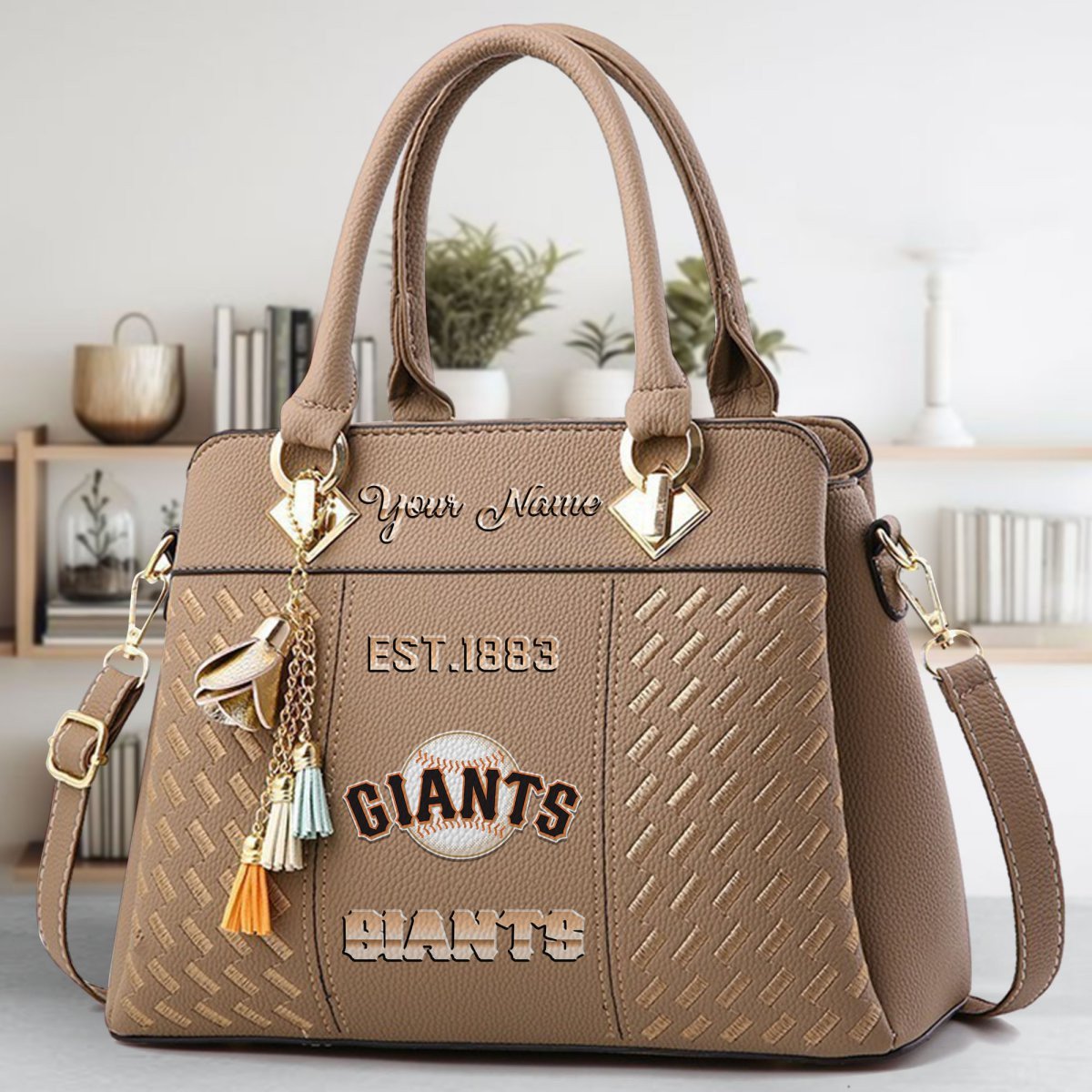 San Francisco Giants Crossbody Zip Handbag With Tassel Custom Name For Women - Image 4