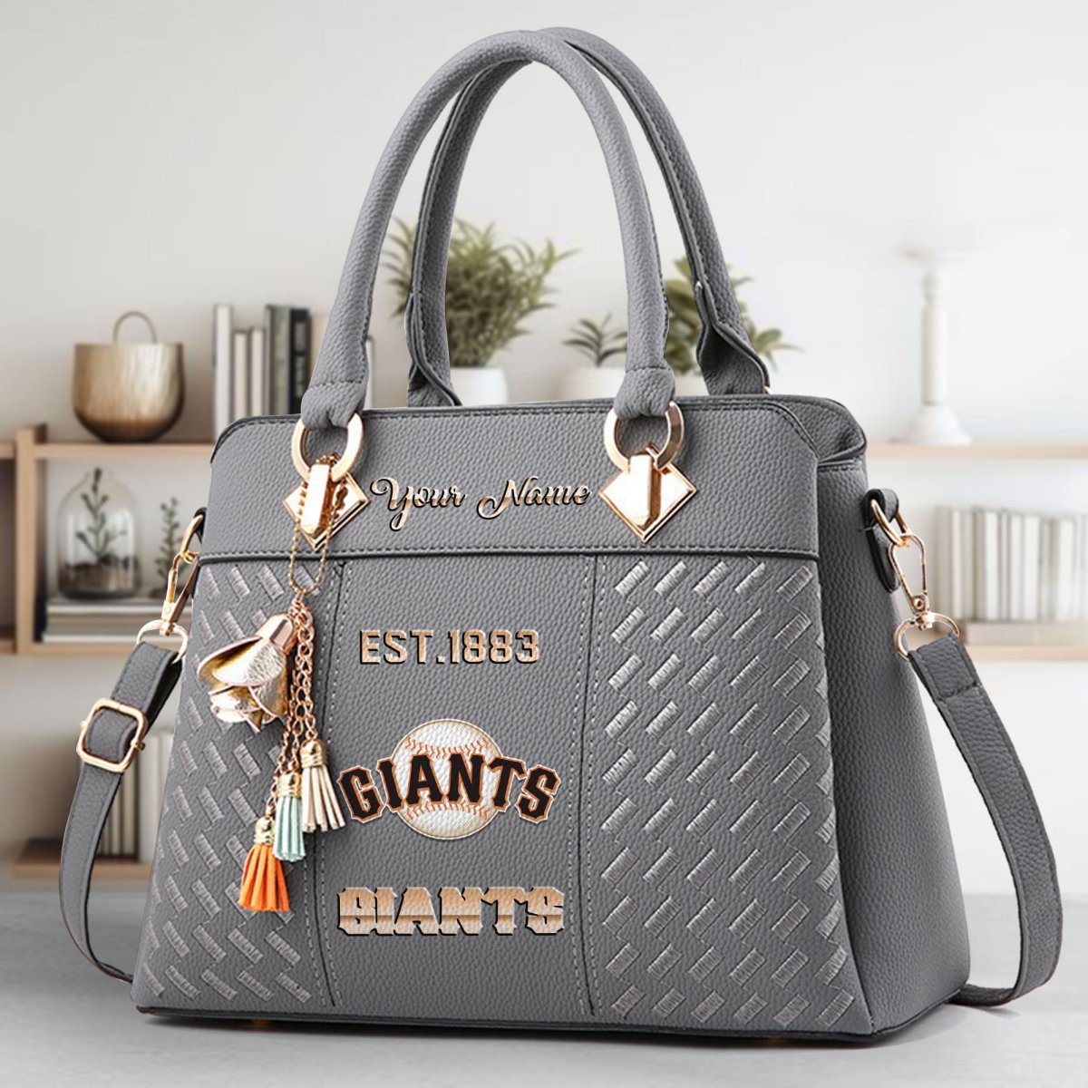 San Francisco Giants Crossbody Zip Handbag With Tassel Custom Name For Women - Image 5