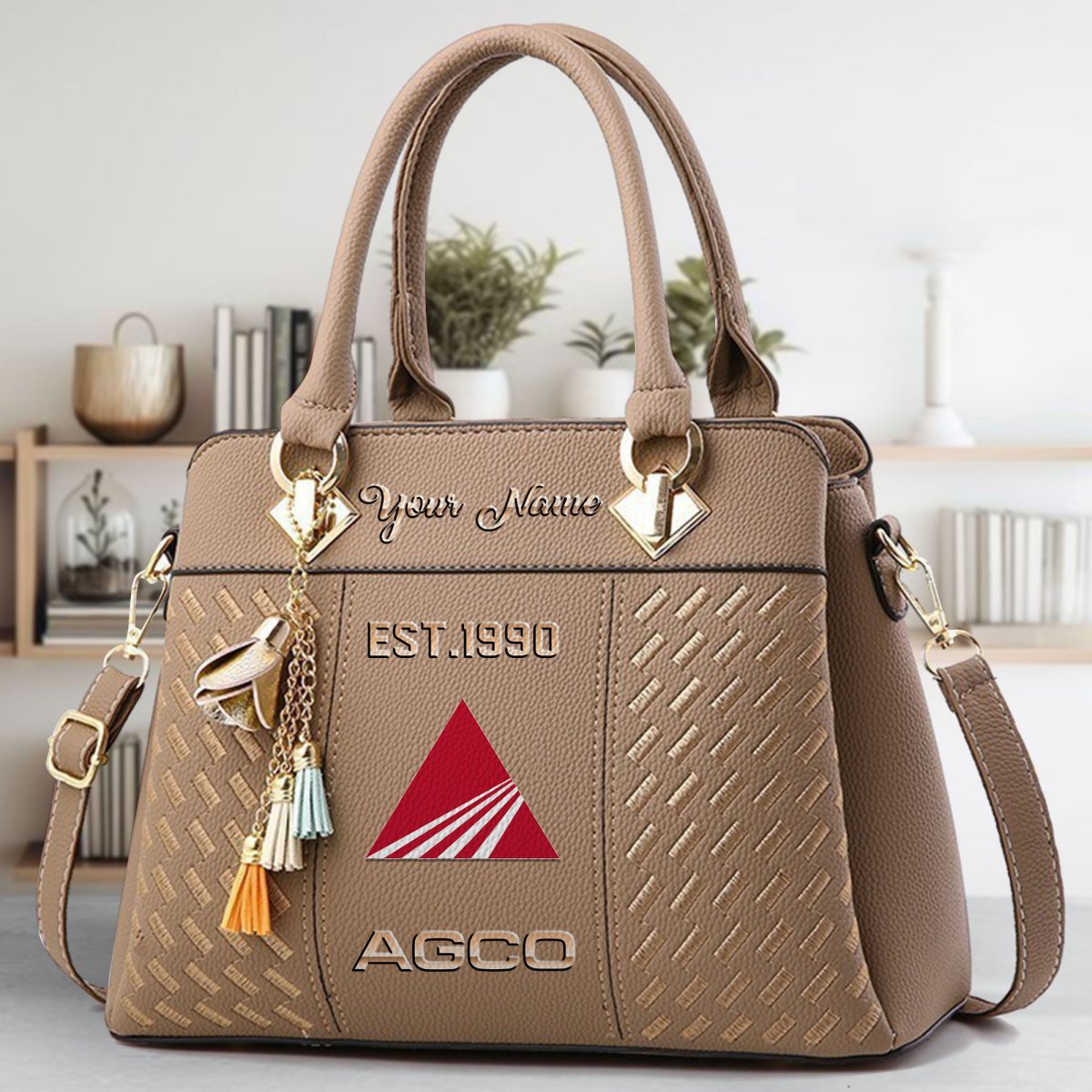 AGCO Allis Crossbody Zip Handbag With Tassel Custom Name For Women - Image 4