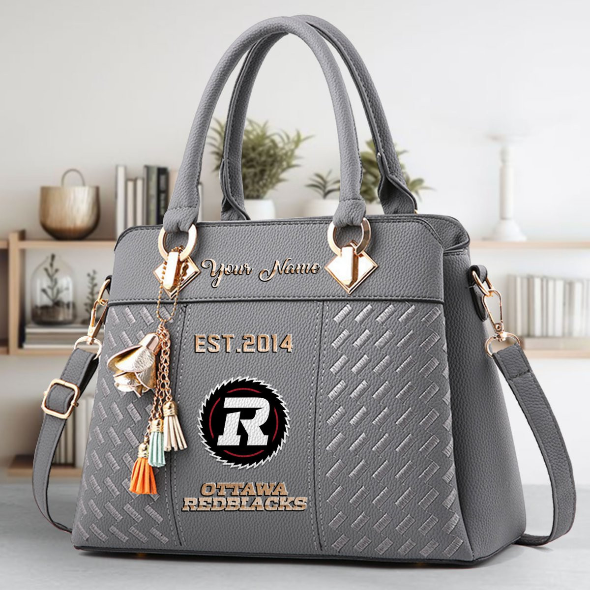 Ottawa Redblacks Crossbody Zip Handbag With Tassel Custom Name For Women - Image 5