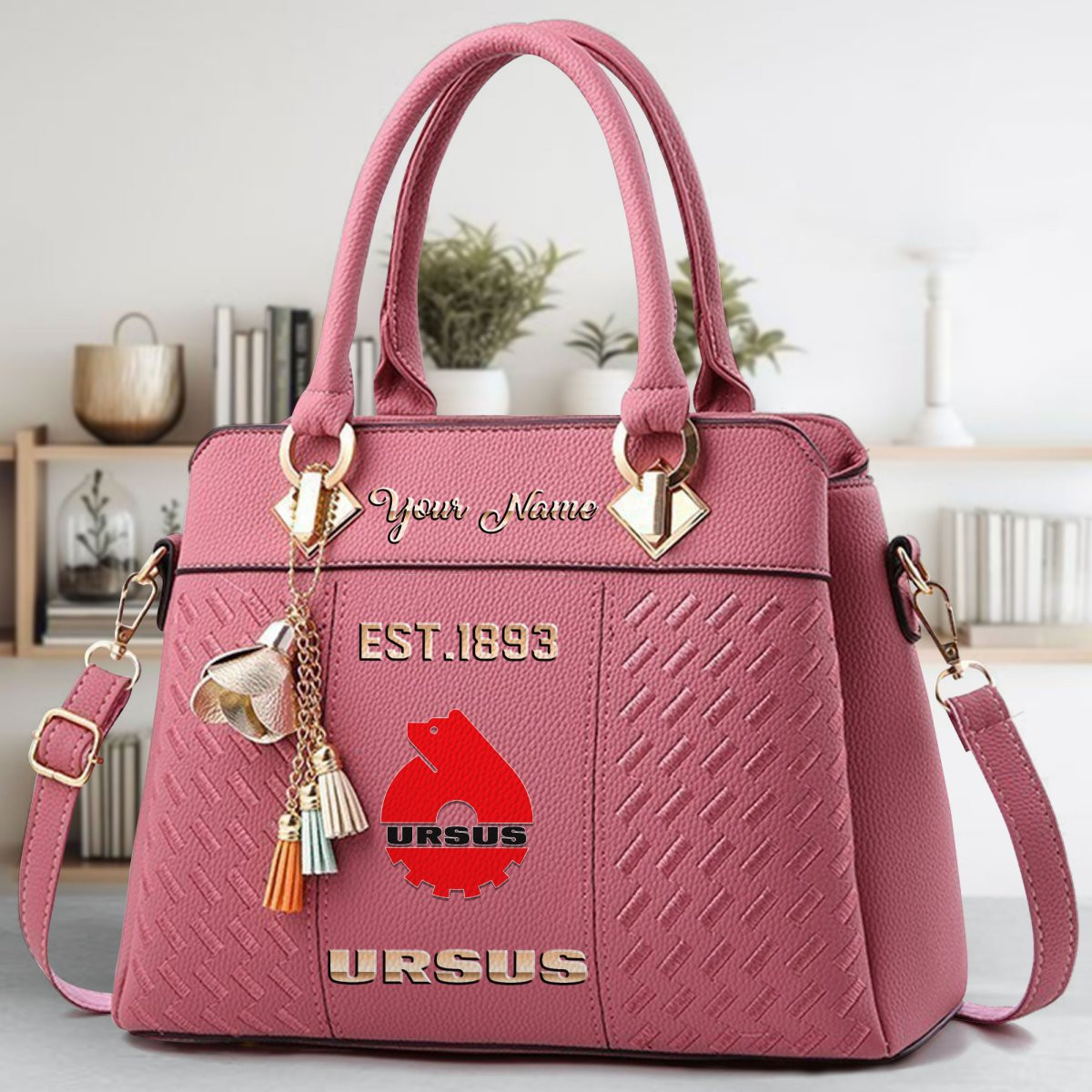 Ursus Crossbody Zip Handbag With Tassel Custom Name For Women - Image 6