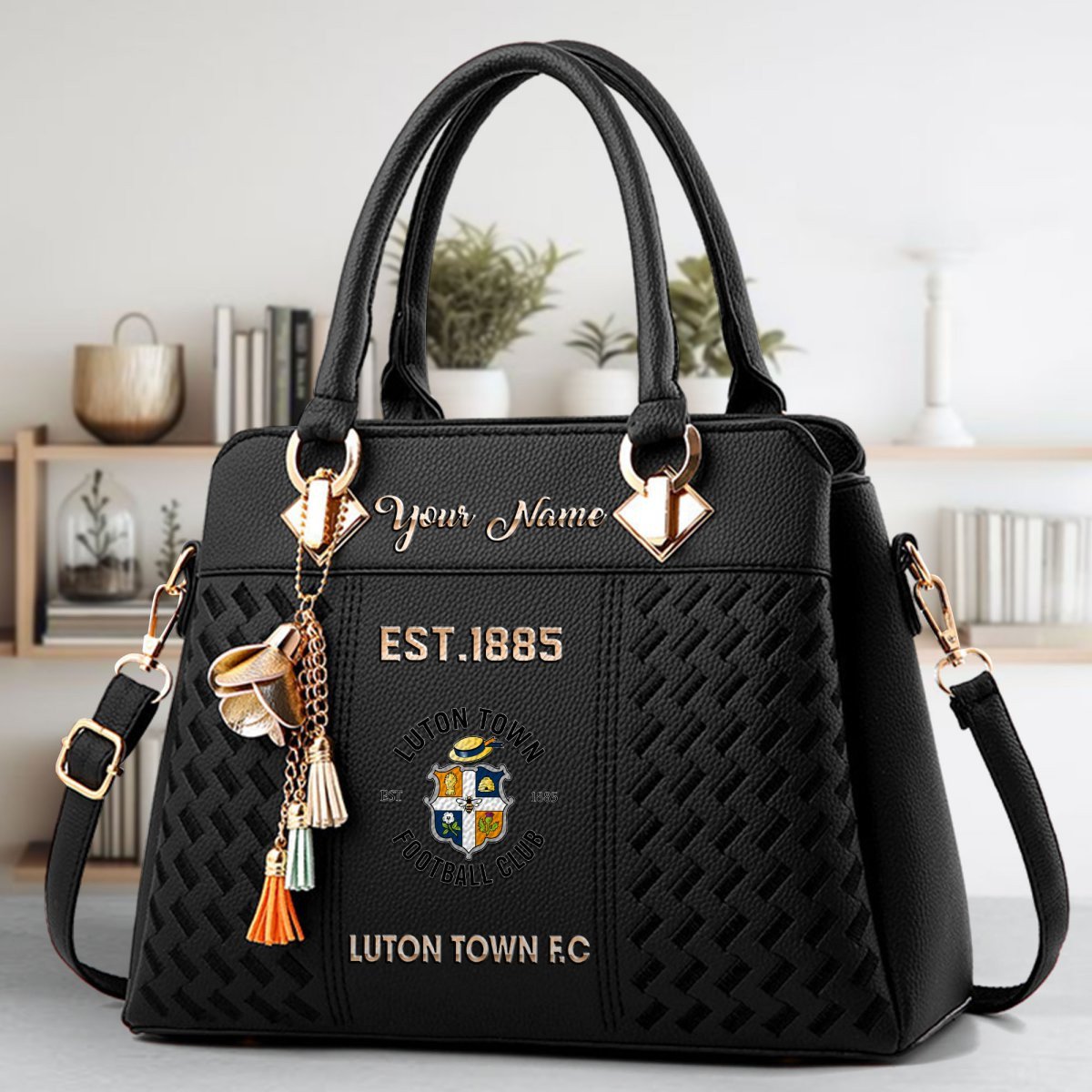 Luton Town Crossbody Zip Handbag With Tassel Custom Name For Women - Image 2