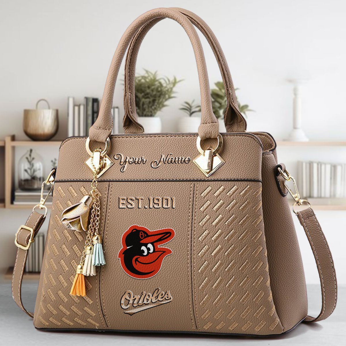 Baltimore Orioles Crossbody Zip Handbag With Tassel Custom Name For Women - Image 4