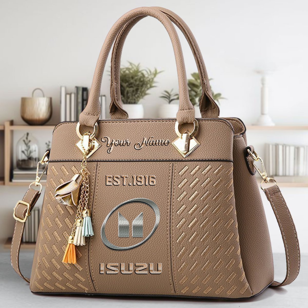 Isuzu Crossbody Zip Handbag With Tassel Custom Name For Women - Image 4
