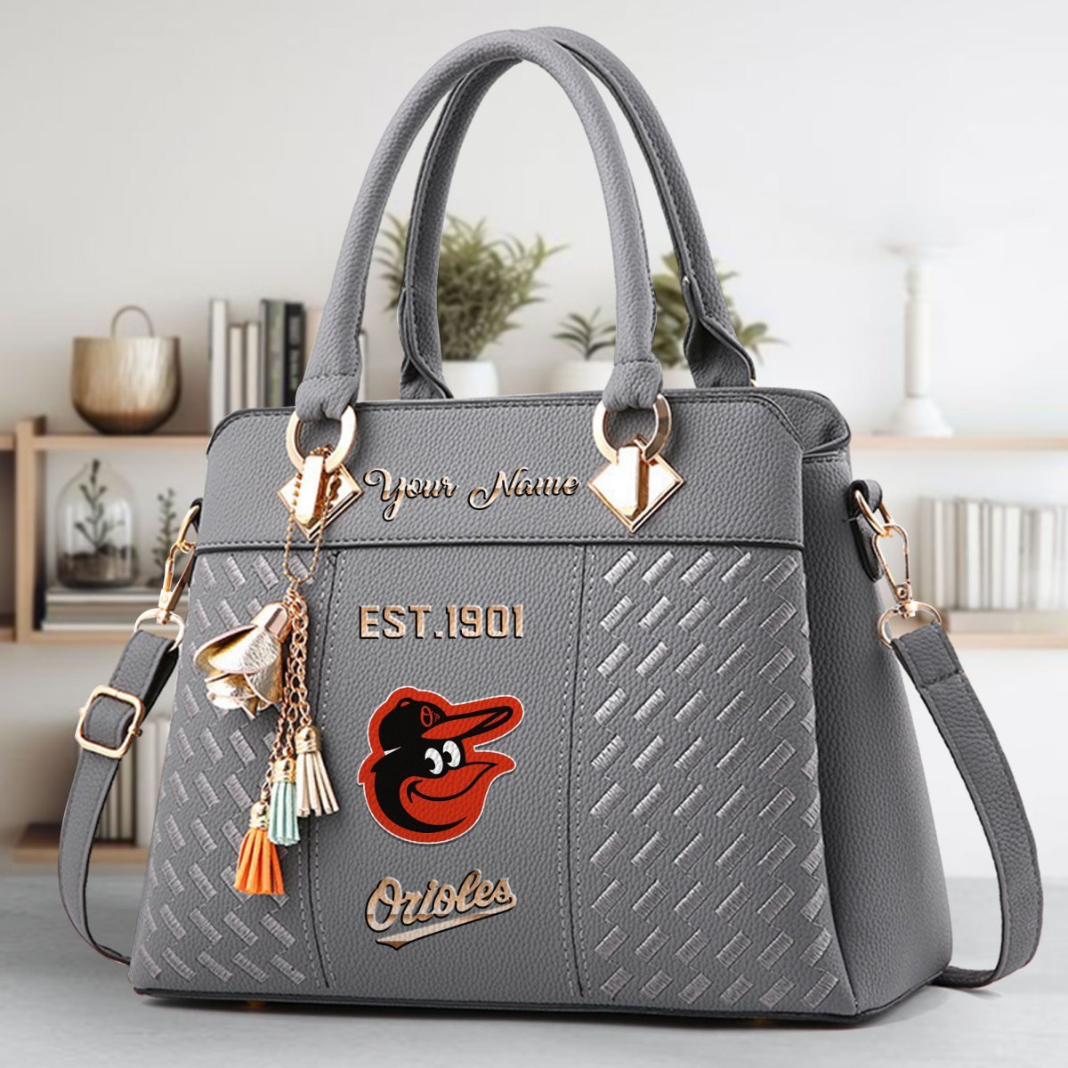 Baltimore Orioles Crossbody Zip Handbag With Tassel Custom Name For Women - Image 5