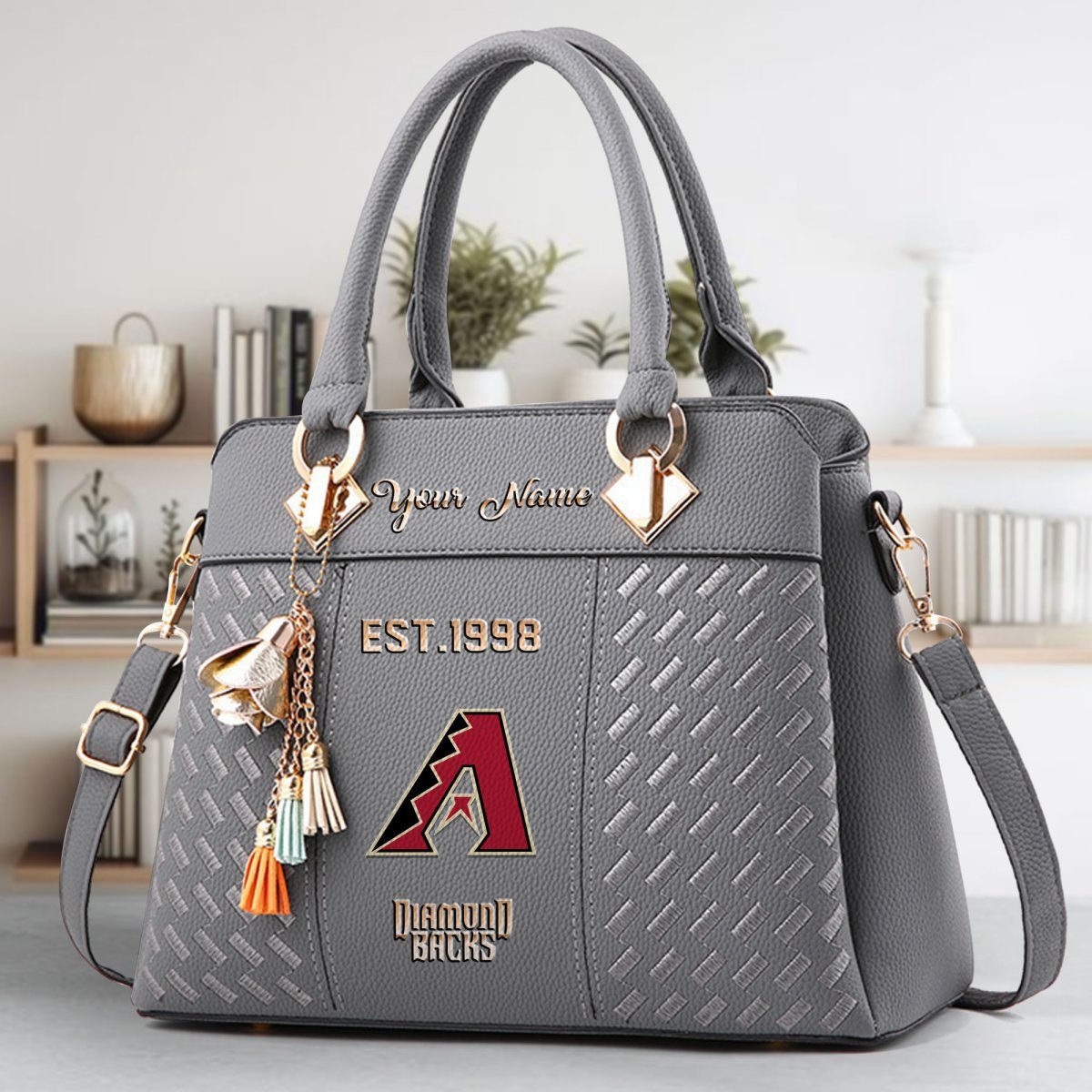 Arizona Diamondbacks Crossbody Zip Handbag With Tassel Custom Name For Women - Image 5