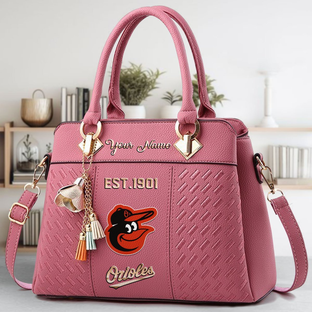 Baltimore Orioles Crossbody Zip Handbag With Tassel Custom Name For Women - Image 6