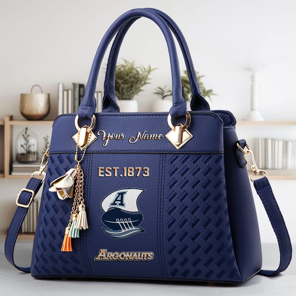 Toronto Argonauts Crossbody Zip Handbag With Tassel Custom Name For Women - Image 3