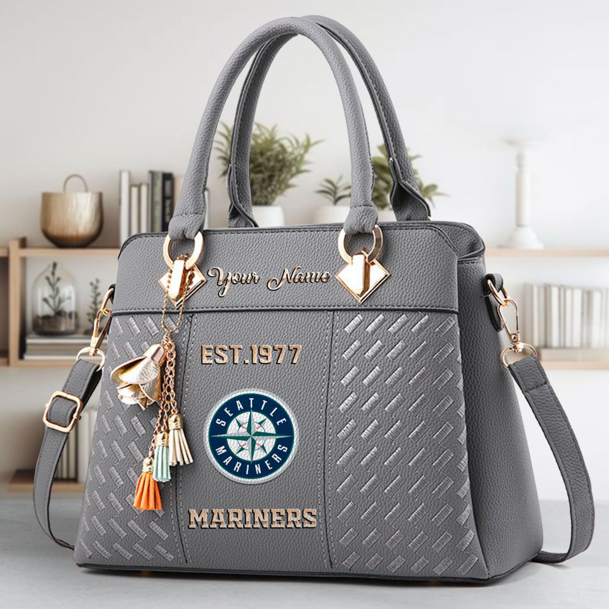 Seattle Mariners Crossbody Zip Handbag With Tassel Custom Name For Women - Image 5