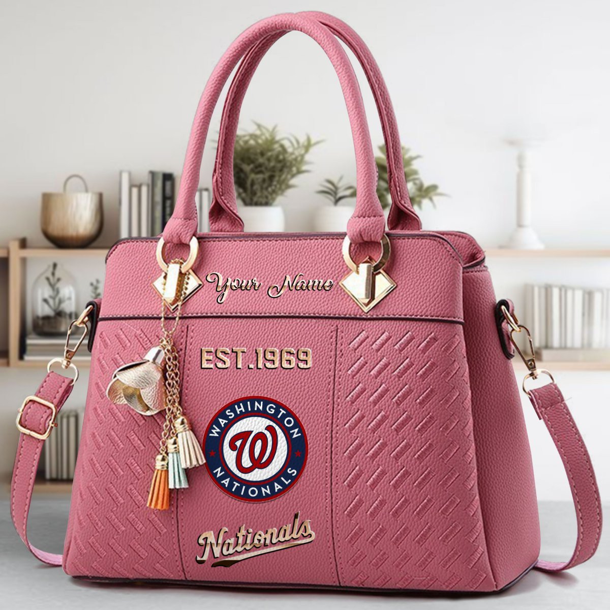 Washington Nationals Crossbody Zip Handbag With Tassel Custom Name For Women - Image 6