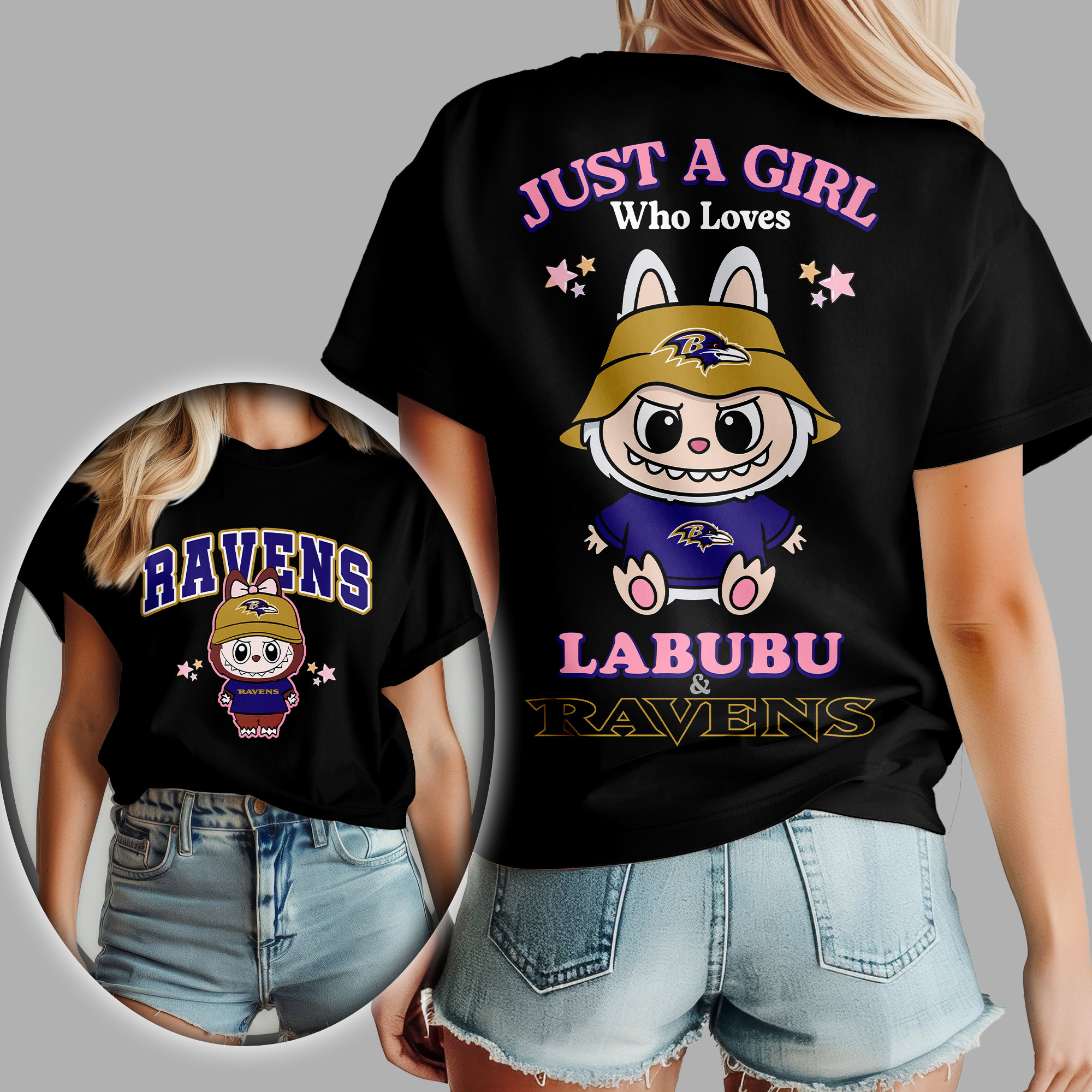 Baltimore Ravens Premium Labubu Women'S Shirt - Image 2