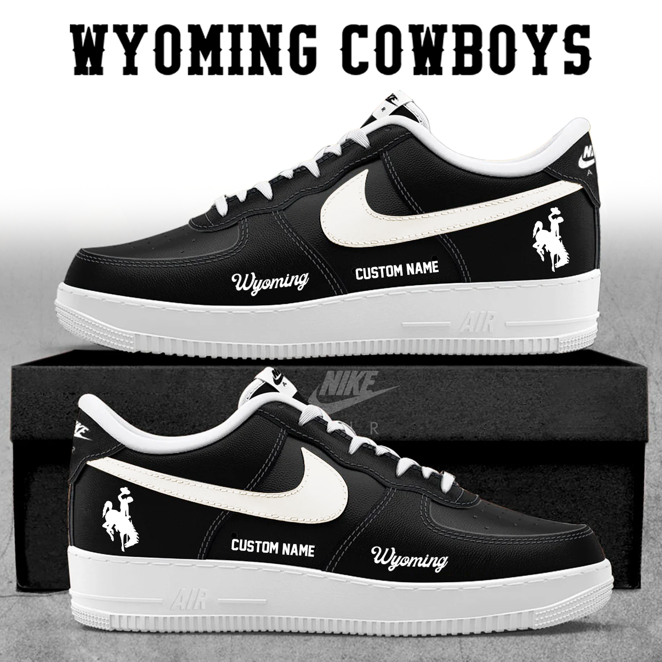 Wyoming Cowboys Air Low-Top Sneakers Shoes Printed Classic For Men And Women - Image 3