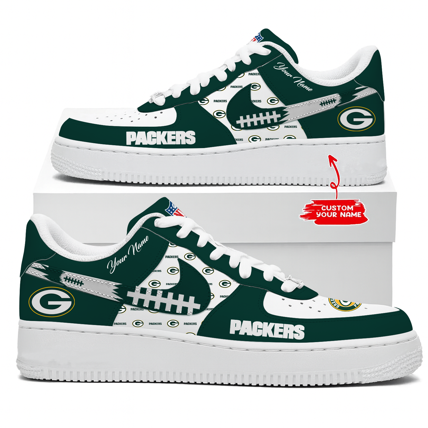 Green Bay Packers Air Low-Top Sneakers Shoes Comfortable For Men And Women Printed Full Size - Image 2