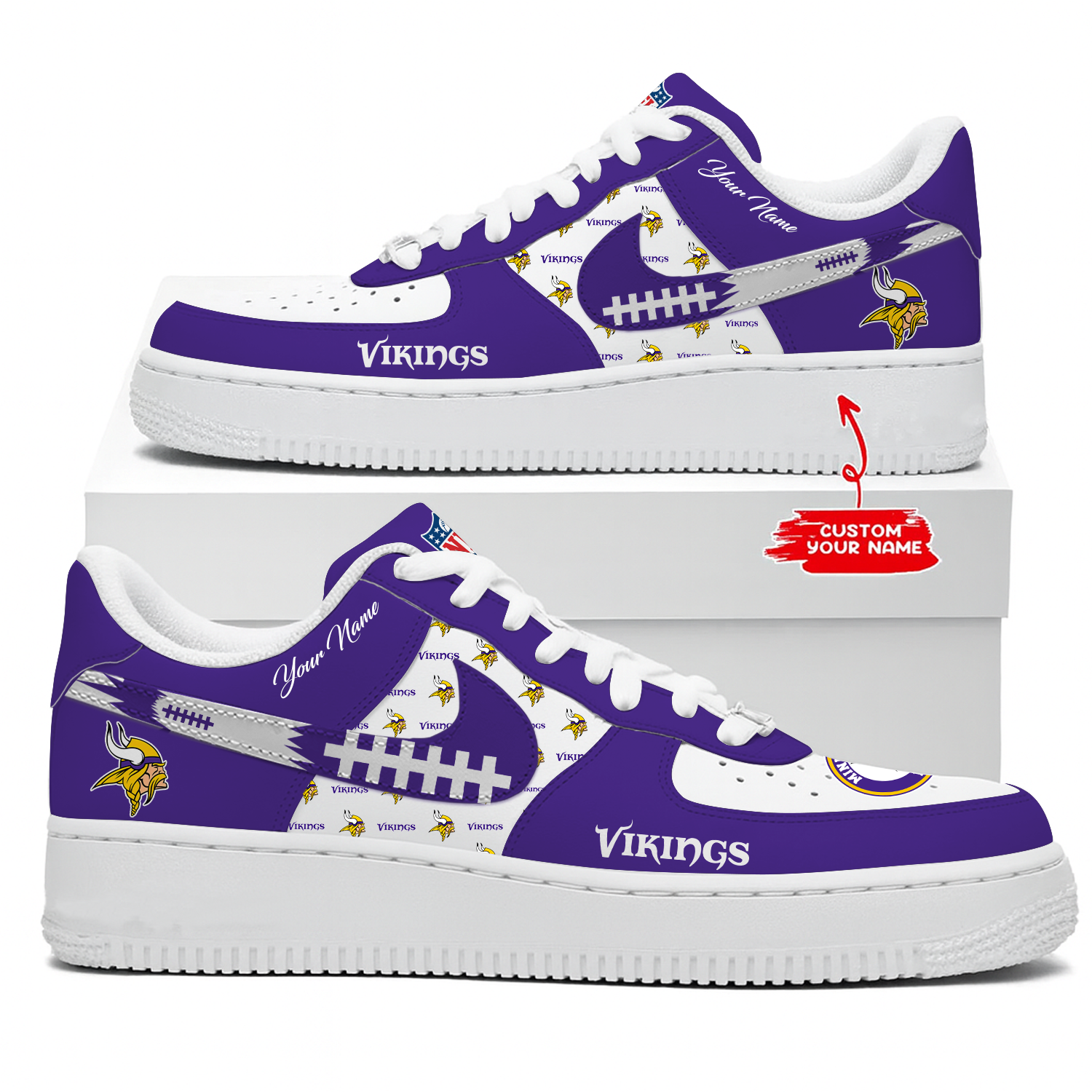 Minnesota Vikings Air Low-Top Sneakers Shoes Comfortable For Men And Women Printed Full Size - Image 2
