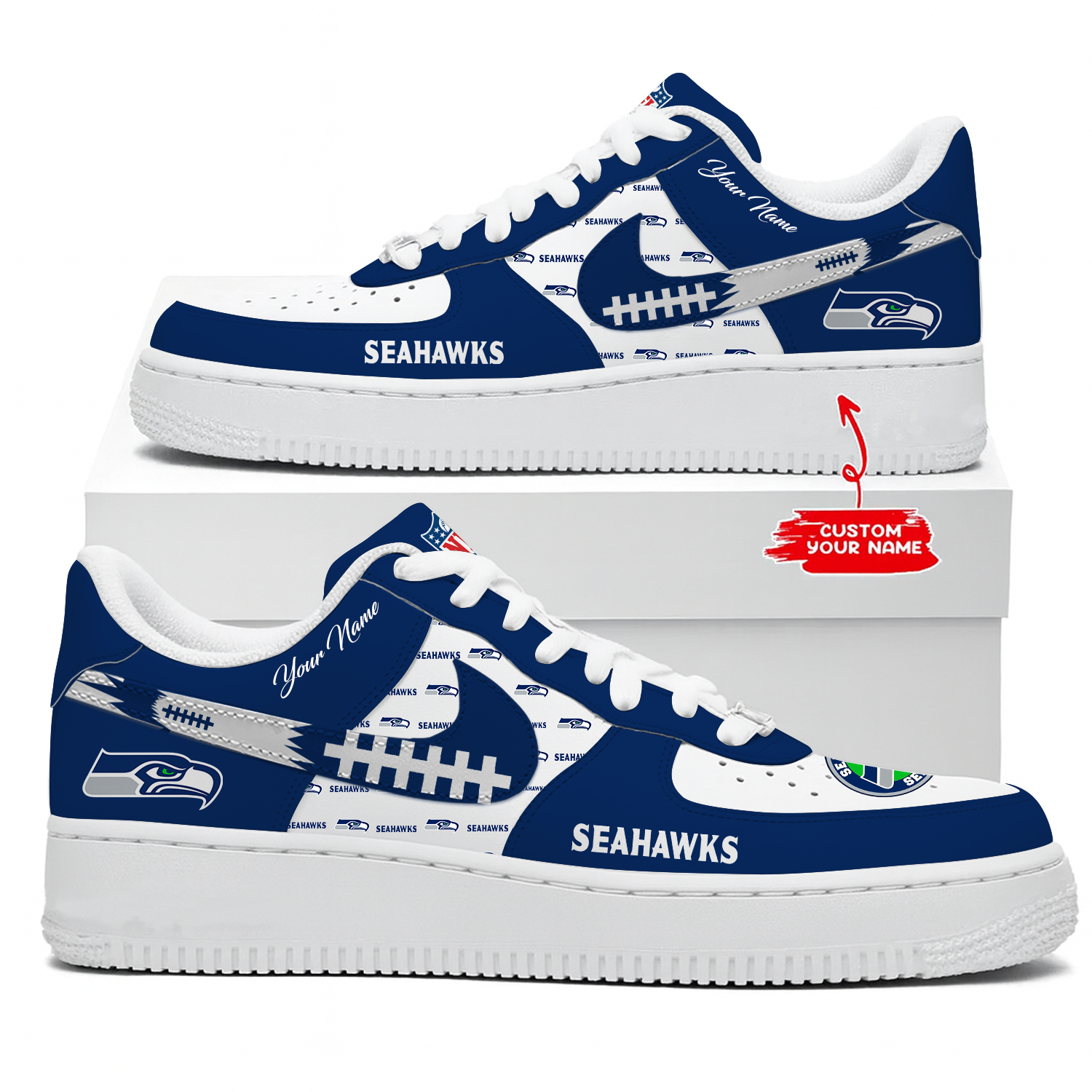Seattle Seahawks Air Low-Top Sneakers Shoes Comfortable For Men And Women Printed Full Size - Image 2