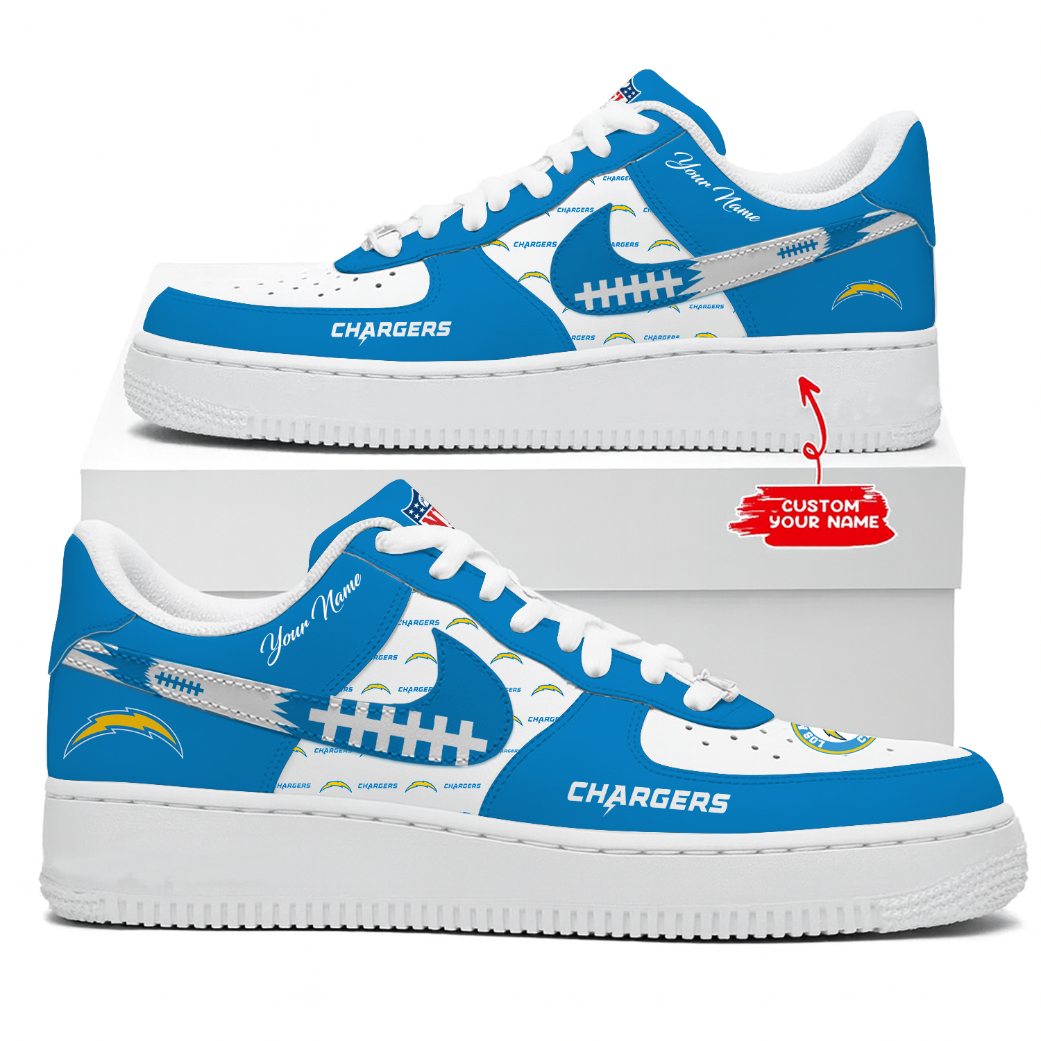 Los Angeles Chargers Air Low-Top Sneakers Shoes Comfortable For Men And Women Printed Full Size - Image 2