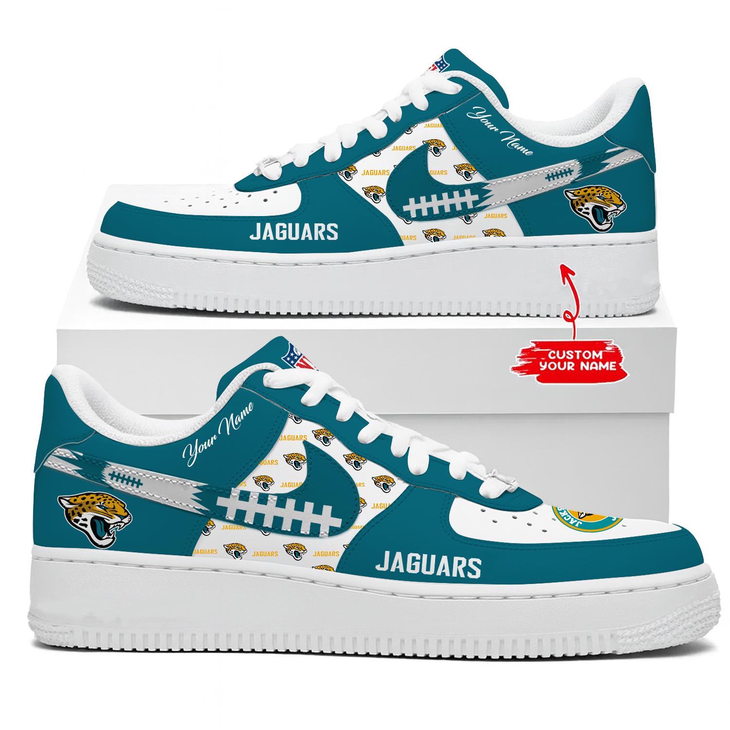 Jacksonville Jaguars Air Low-Top Sneakers Shoes Comfortable For Men And Women Printed Full Size - Image 2