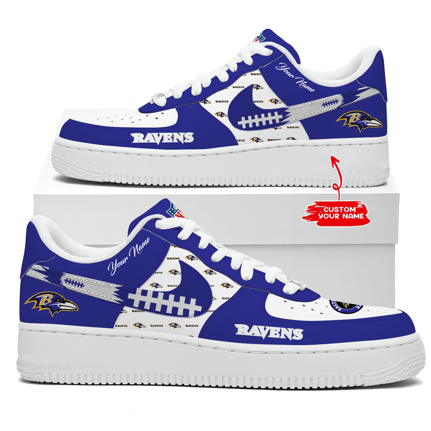 Baltimore Ravens Air Low-Top Sneakers Shoes Comfortable For Men And Women Printed Full Size - Image 2