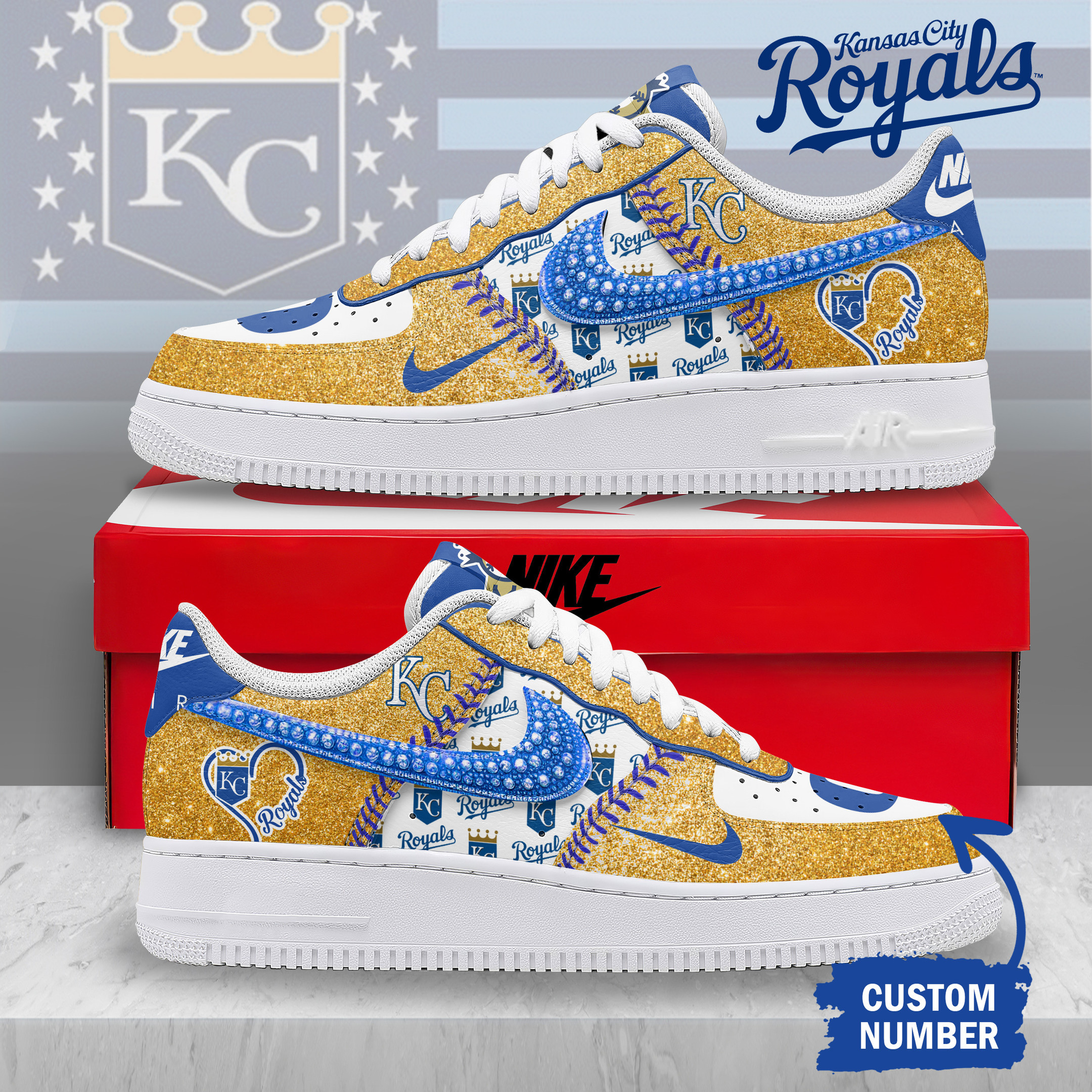 Kansas City Royals Air Low-Top Sneakers Shoes Comfortable For Men And Women Printed Full Size - Image 2
