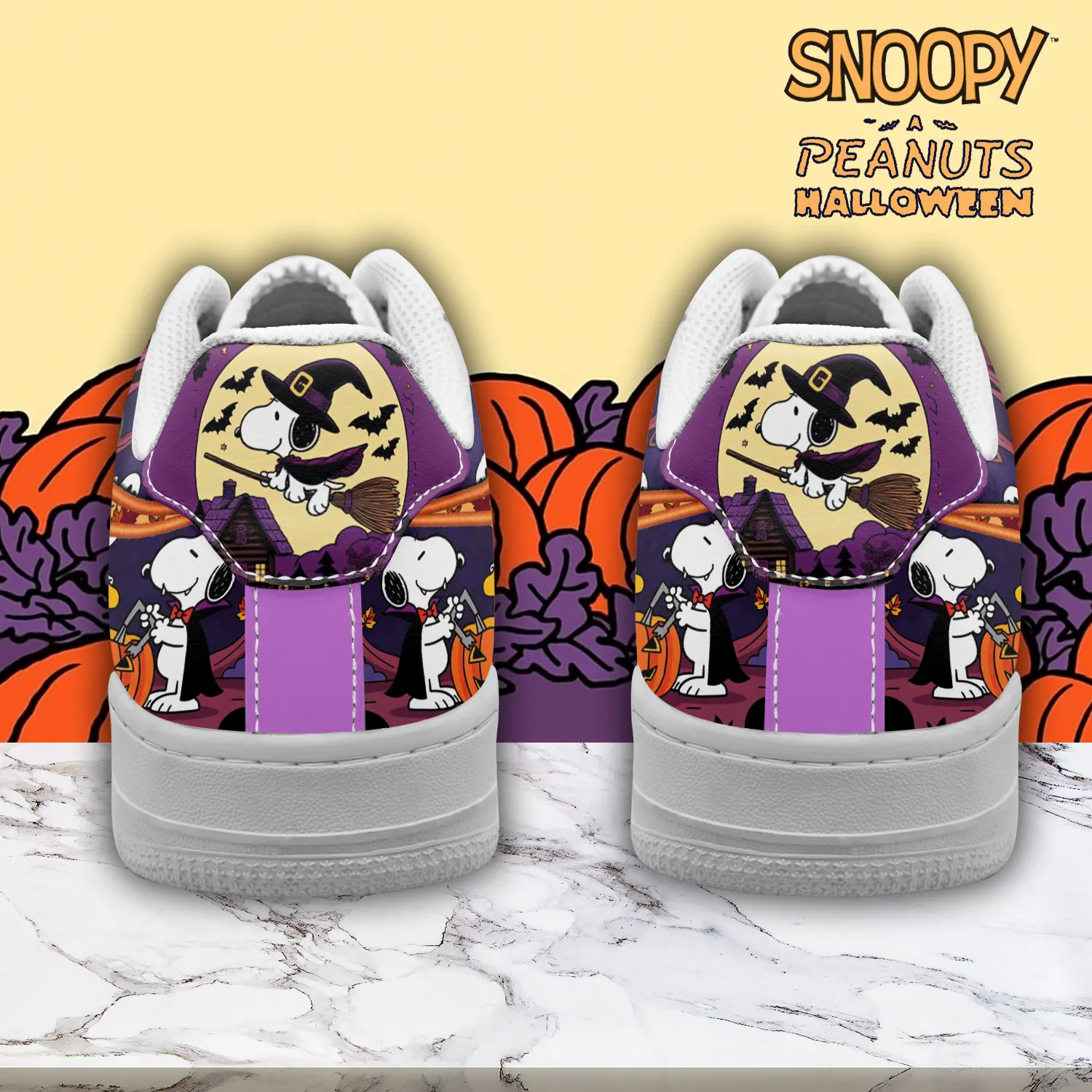 Snoopy x Halloween Air Low-Top Sneakers Shoes Comfortable For Men And Women Printed Full Size - Image 3