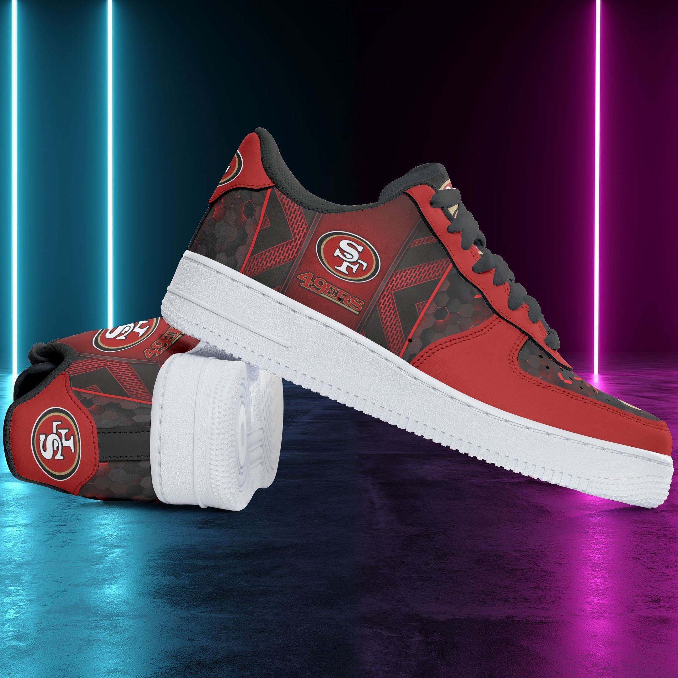 San Francisco 49ers NFL Air Low-Top Sneakers Shoes Comfortable For Men And Women Printed Full Size - Image 2