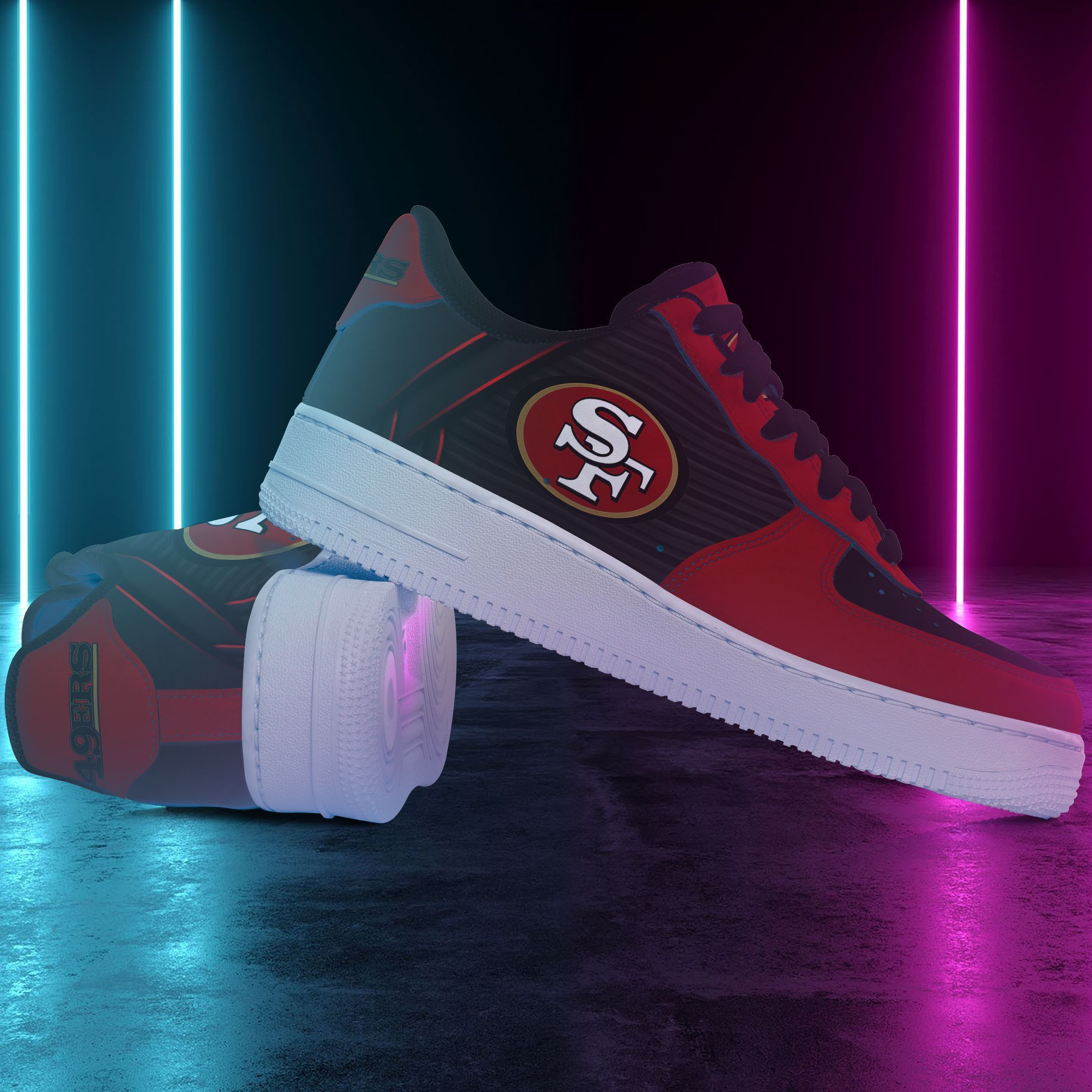 San Francisco 49ers NFL Air Low-Top Sneakers Shoes Comfortable For Men And Women Printed Full Size - Image 2