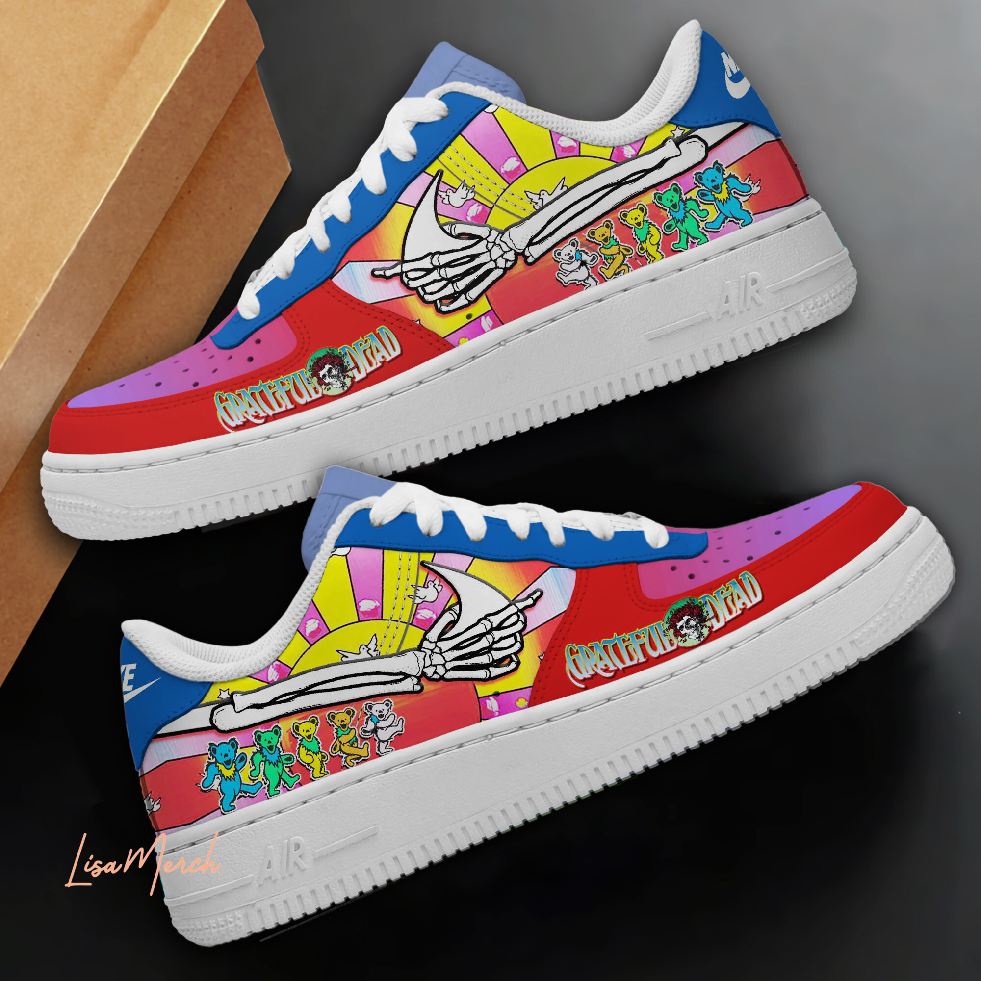 Grateful Dead Air Low-Top Sneakers Shoes Comfortable For Men And Women Printed Full Size - Image 2