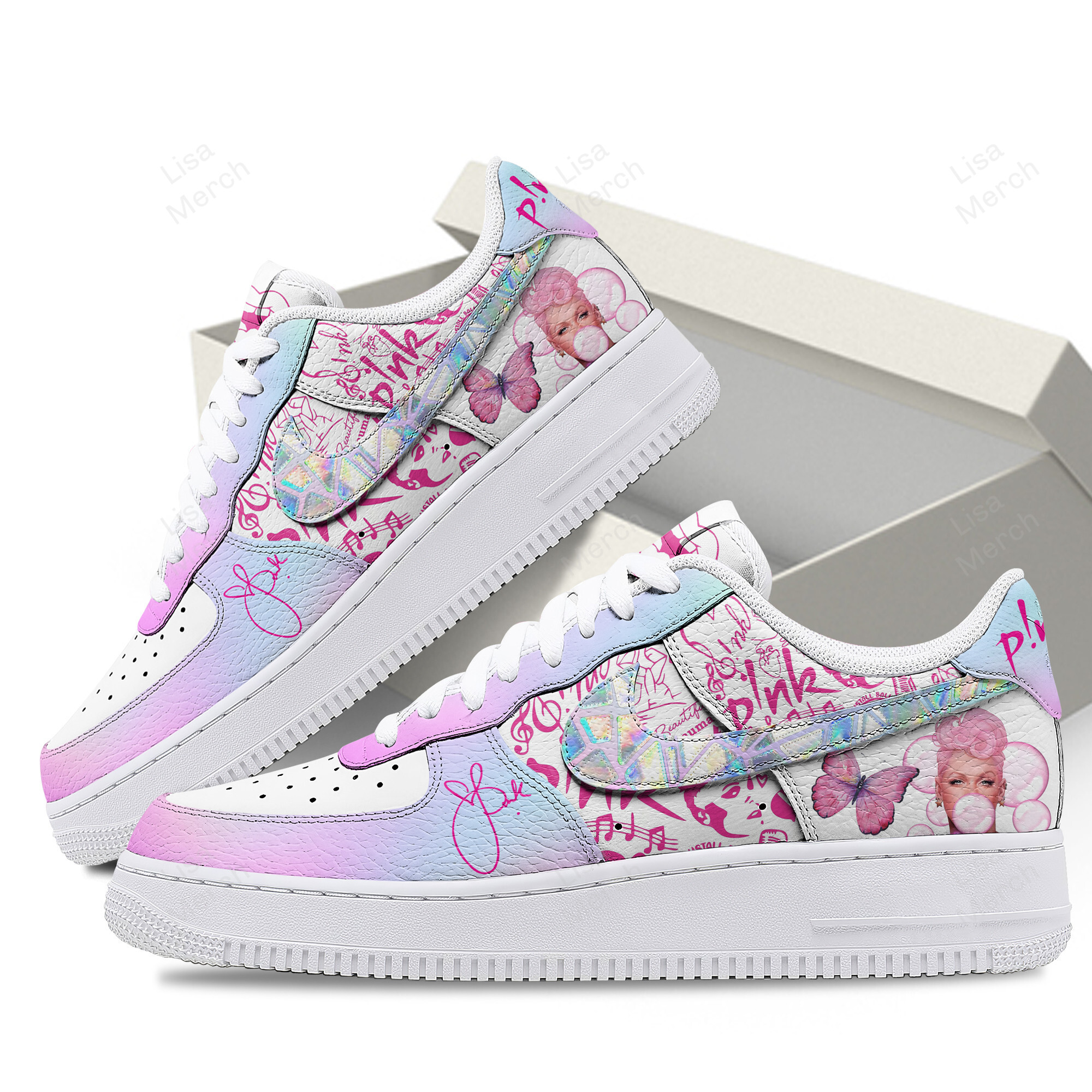 Pink Air Low-Top Sneakers Shoes Comfortable For Men And Women Printed Full Size - Image 2
