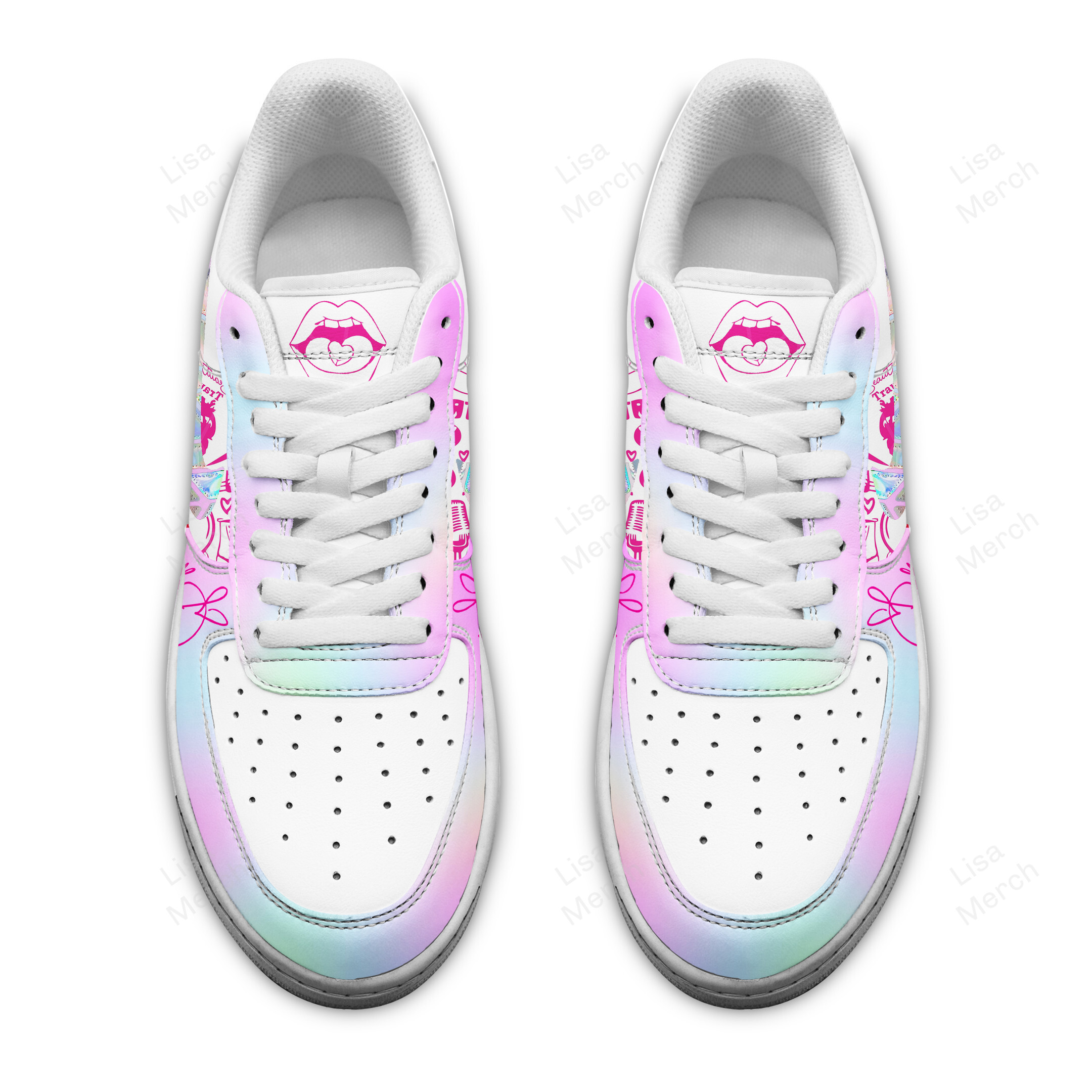Pink Air Low-Top Sneakers Shoes Comfortable For Men And Women Printed Full Size - Image 3