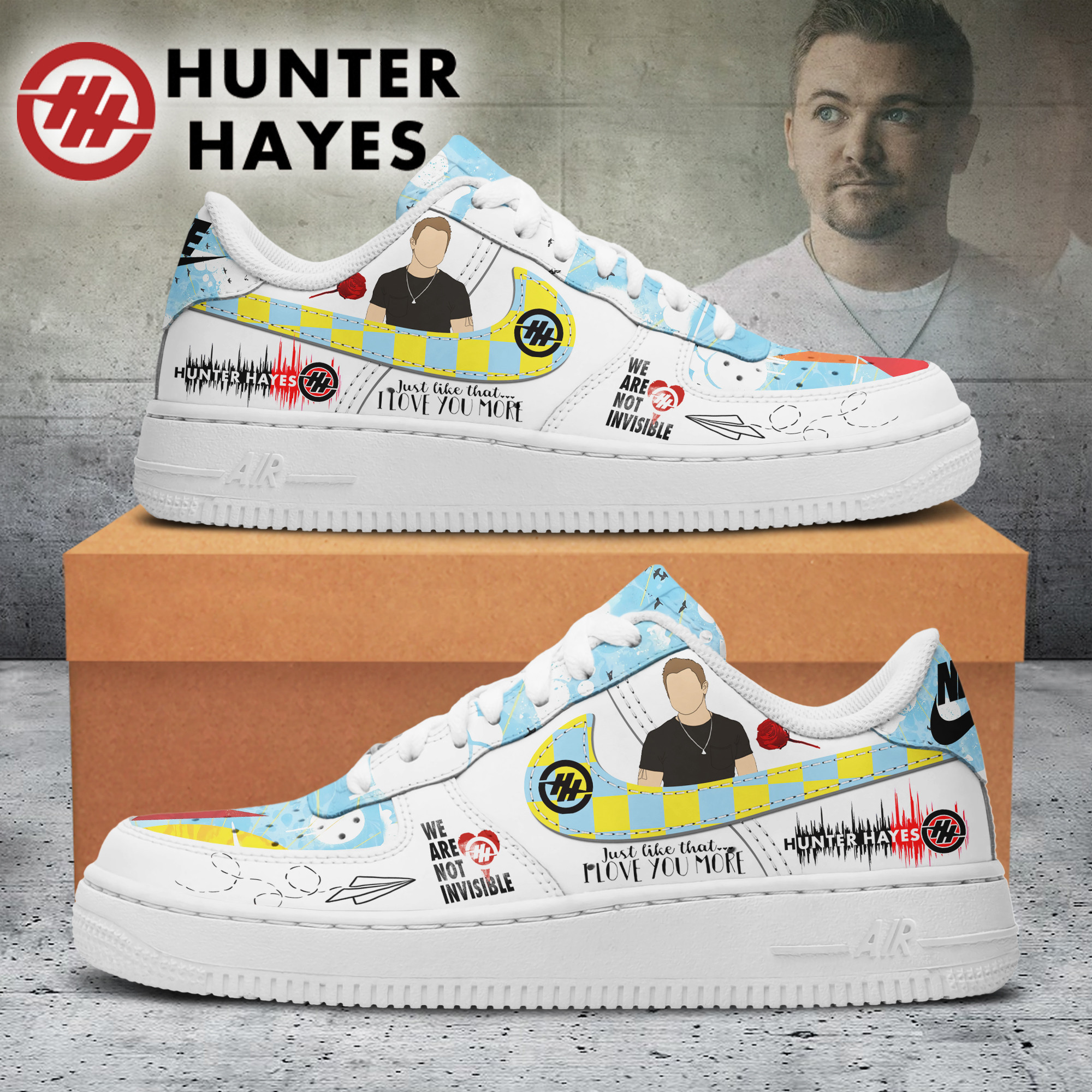 Hunter Hayes Air Low-Top Sneakers Shoes Comfortable For Men And Women Printed Full Size - Image 3