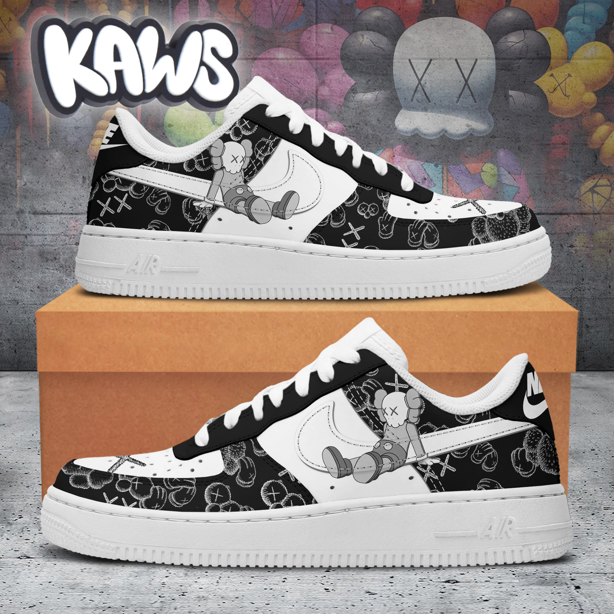 Kaws Air Low-Top Sneakers Shoes Comfortable For Men And Women Printed Full Size - Image 3