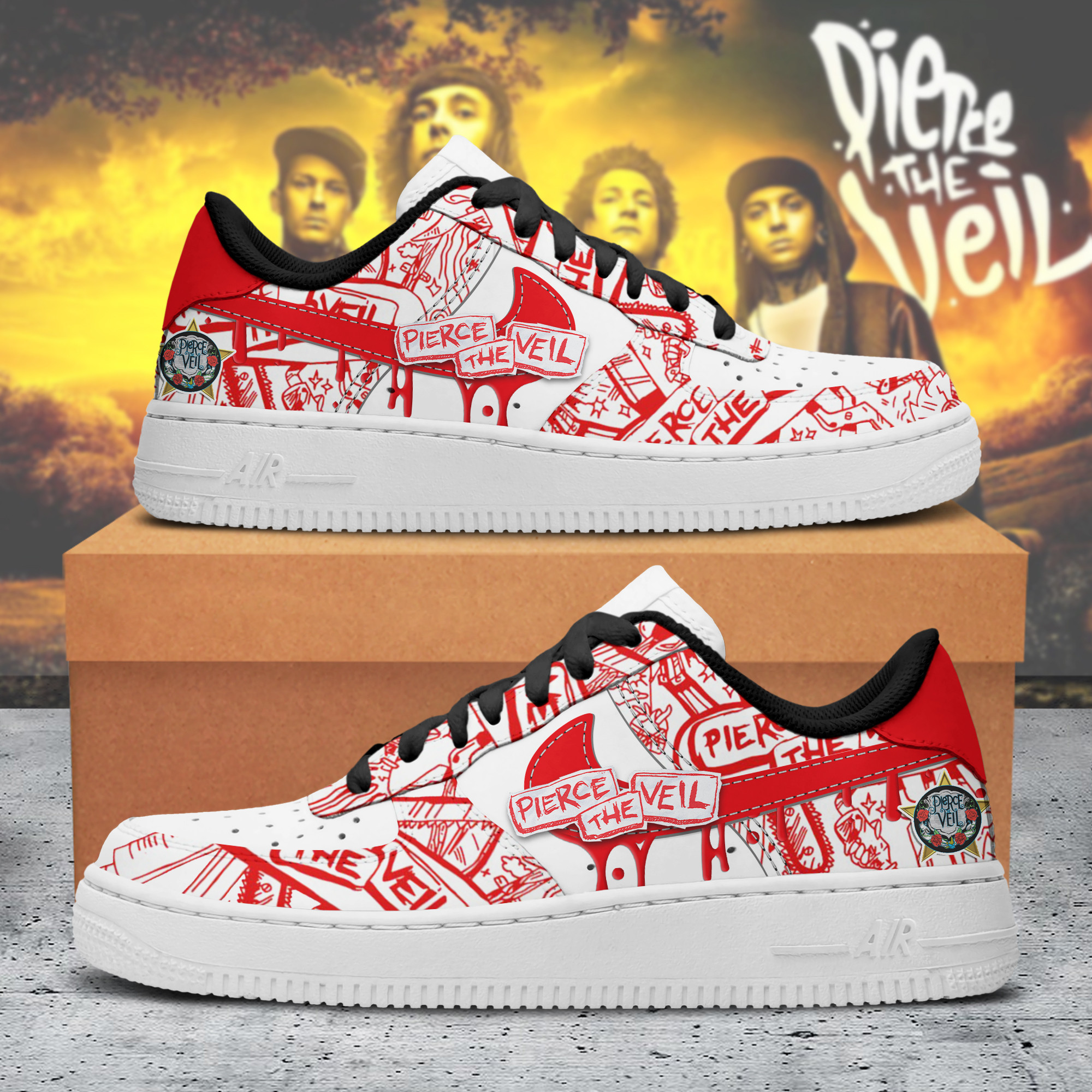 Pierce The Veil Air Low-Top Sneakers Shoes Comfortable For Men And Women Printed Full Size - Image 3