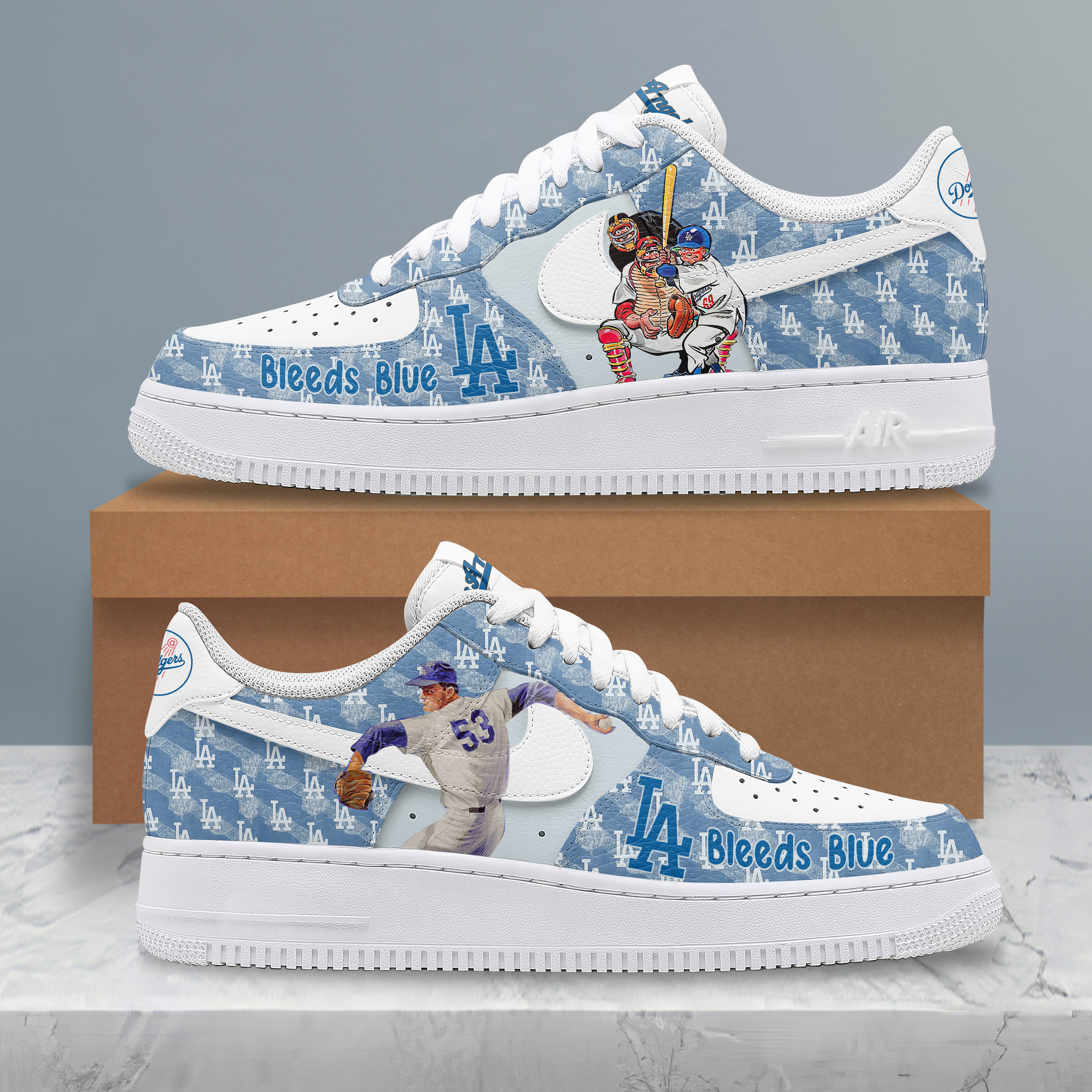 Los Angeles Dodgers Air Low-Top Sneakers Shoes Comfortable For Men And Women Printed Full Size - Image 3