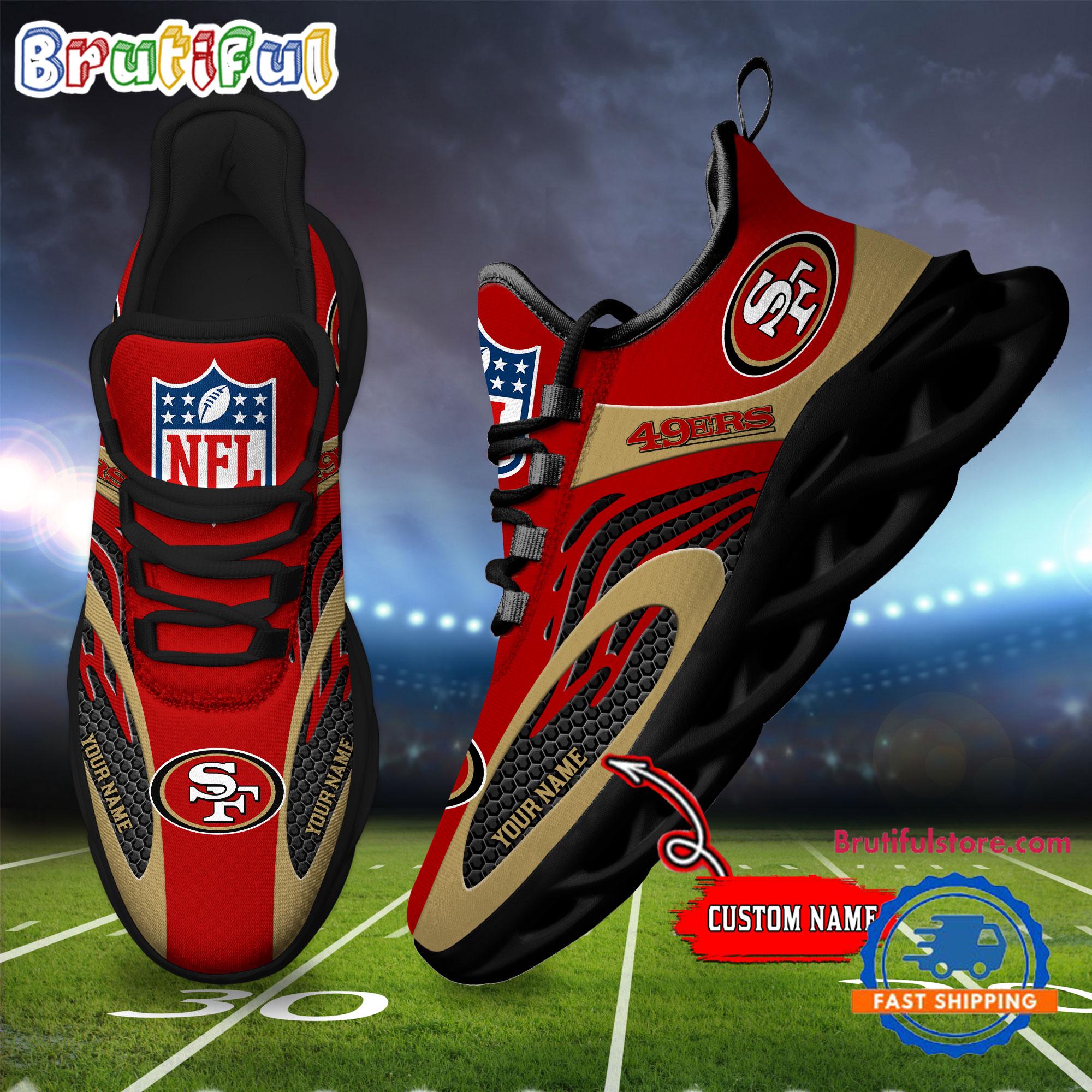 San Francisco 49ers Max Soul Shoes Sneakers Printed White And Black Sole For Men And Women