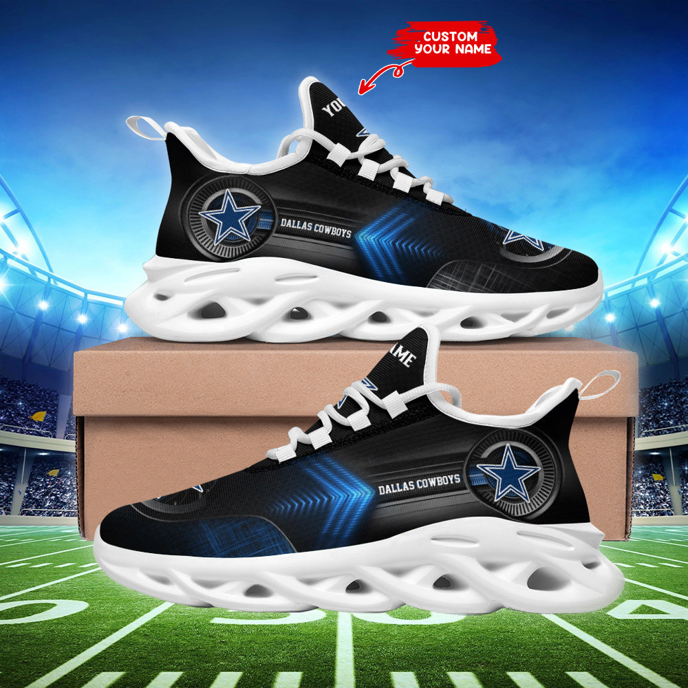 Dallas Cowboys NFL Max Soul Shoes Sneakers Printed White And Black Sole For Men And Women