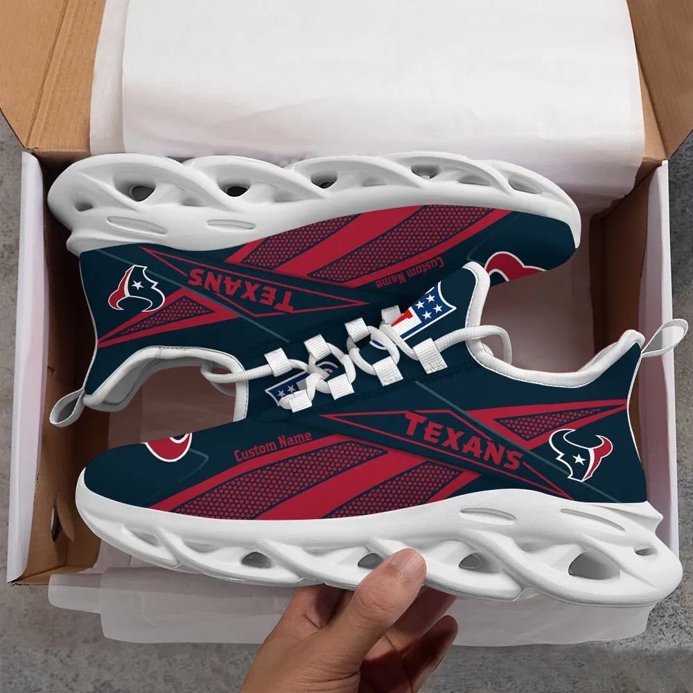 Houston Texans NFL Max Soul Shoes Sneakers Printed White And Black Sole For Men And Women