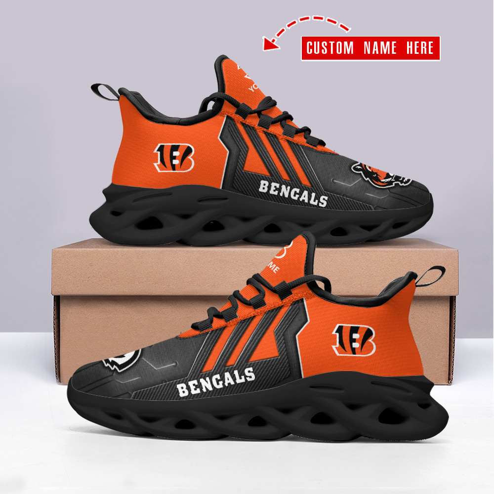 Cincinnati Bengals NFL Max Soul Shoes Sneakers Printed White And Black Sole For Men And Women - Image 3