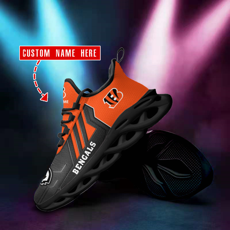 Cincinnati Bengals NFL Max Soul Shoes Sneakers Printed White And Black Sole For Men And Women - Image 4